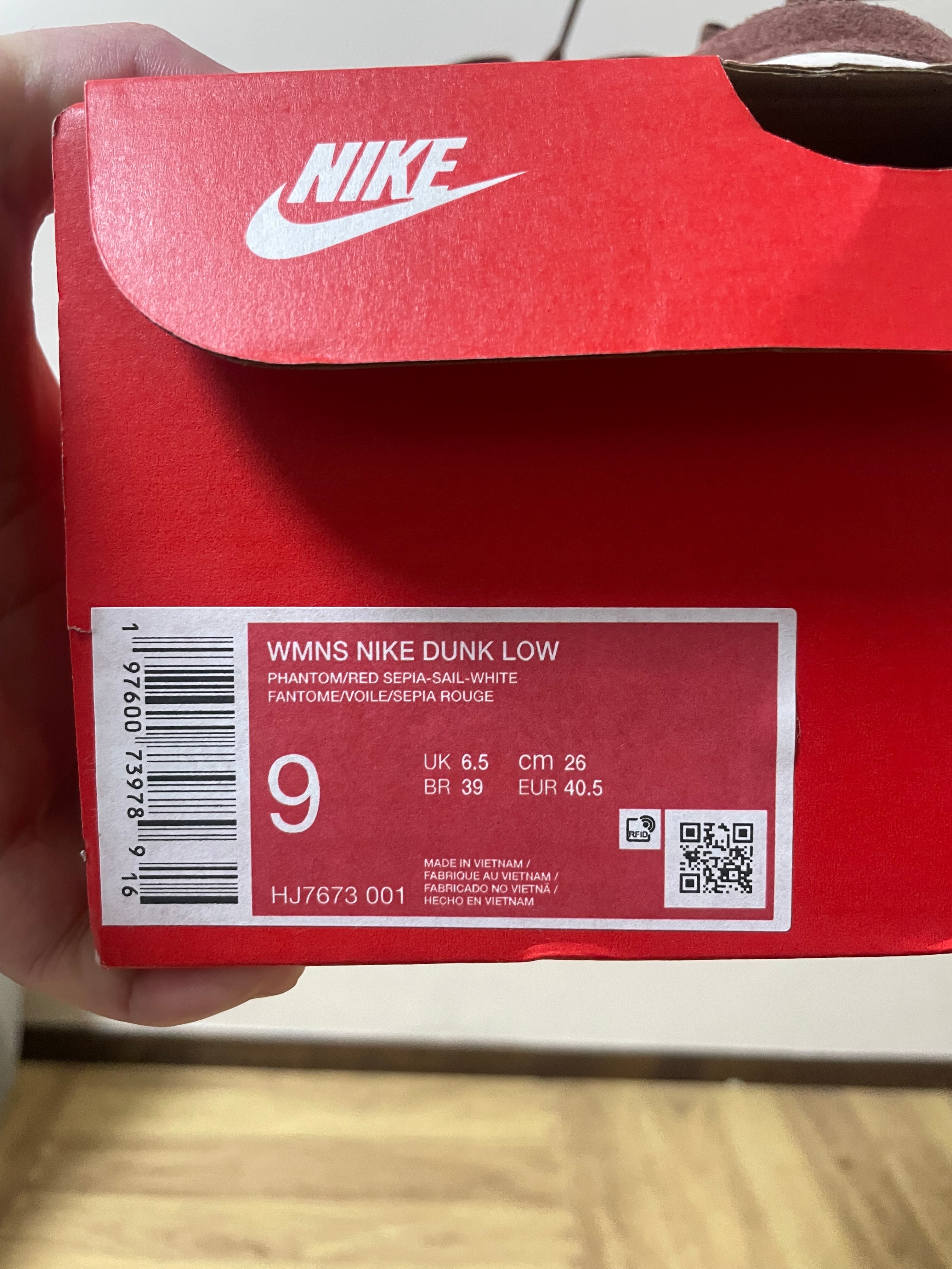 Nike Women's Dunk Low "Phantom/Sail/White/Red Sepia"