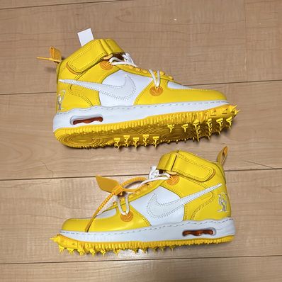 Off-White × Nike Air Force 1 Mid SP LTHR "White and Varsity Maize"