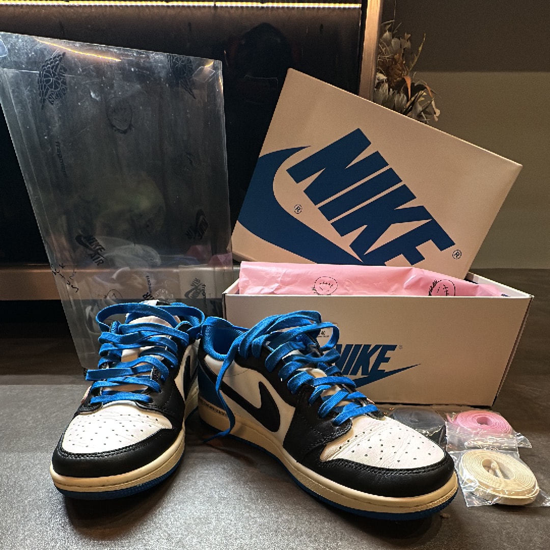 Travis Scott × fragment design × Nike Air Jordan 1 Low OG SP "Military Blue"