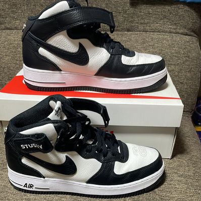 Stussy × Nike Air Force 1 Mid "Black and Light Bone"