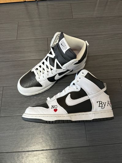 Supreme × Nike SB Dunk High By Any Means "White Black"