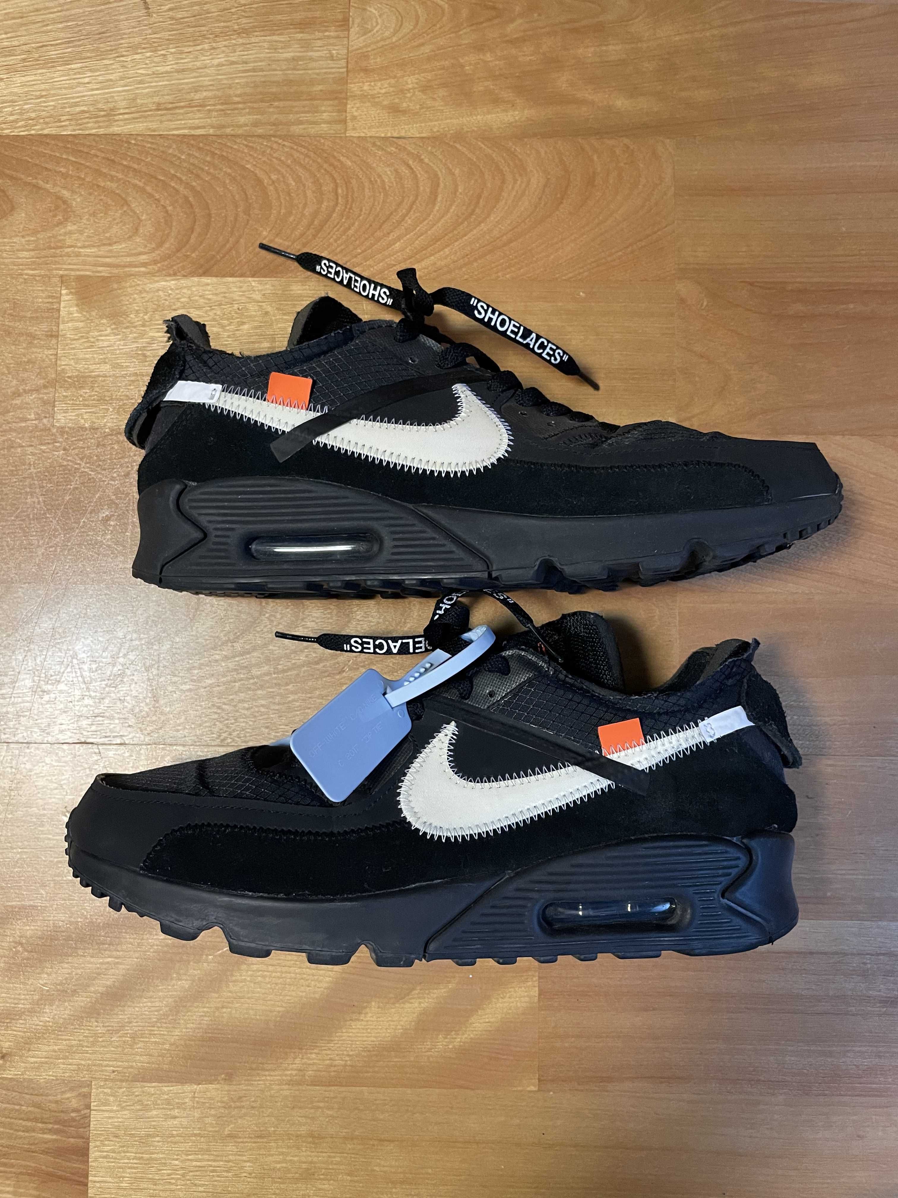 Off-White × Nike Air Max 90 "Black/Black-Cone-White"