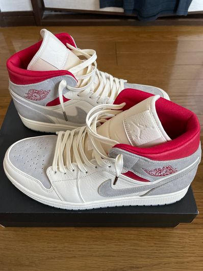 SNS×NIKE AIR JORDAN 1 MID "GREY/RED"
