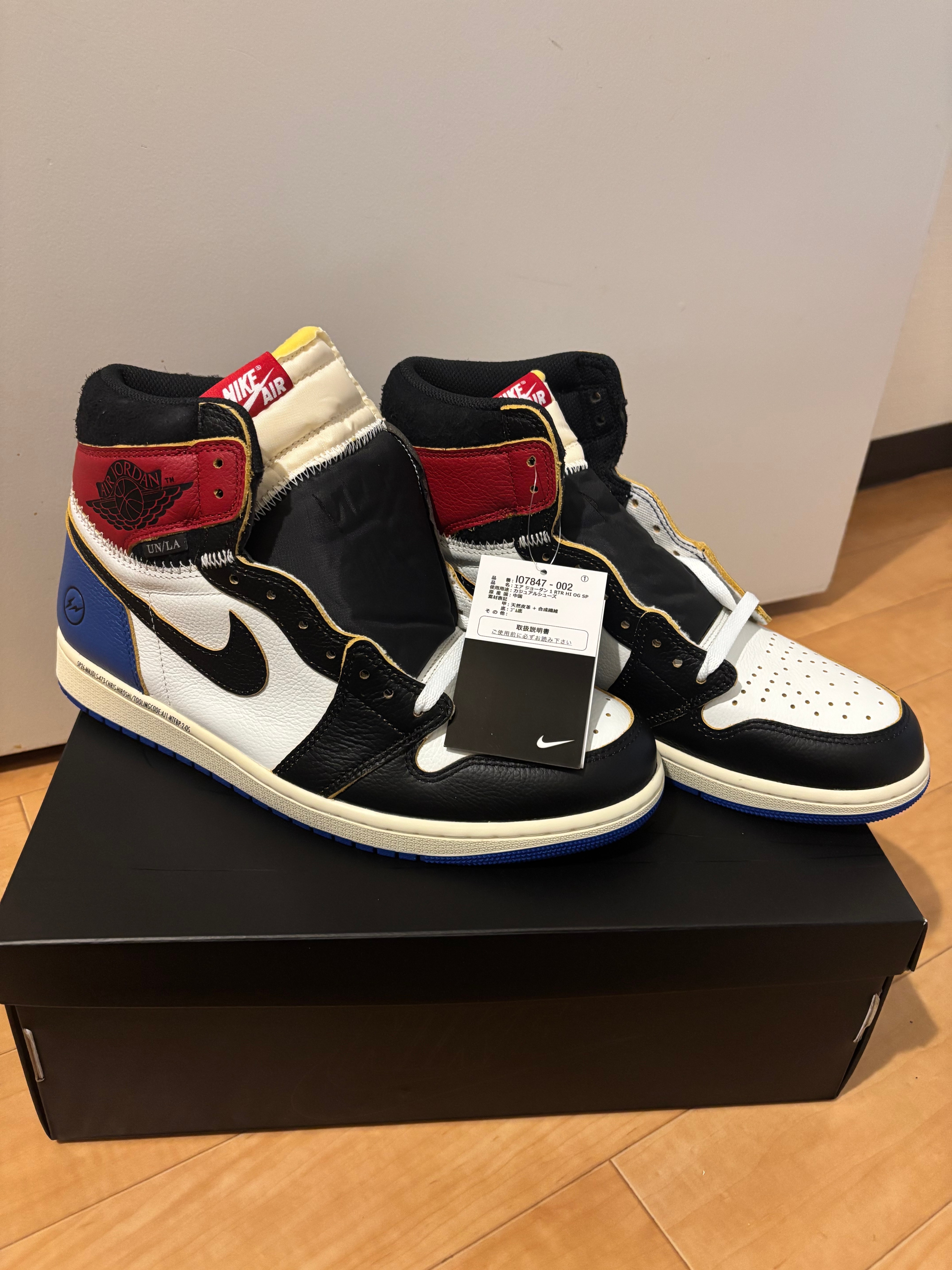 fragment design × UNION × Nike Air Jordan 1 High OG "Black/Varsity Red"