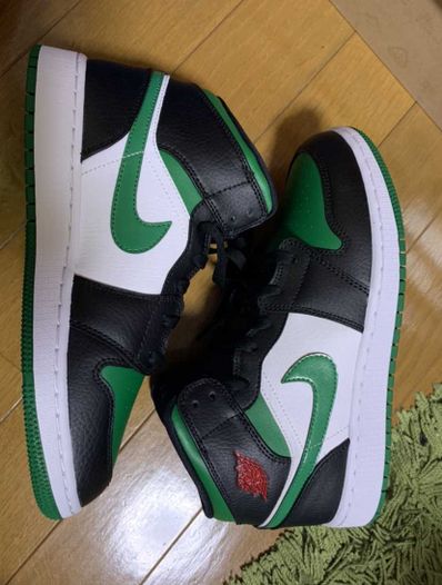 NIKE GS AIR JORDAN 1 MID "GREEN TOE"