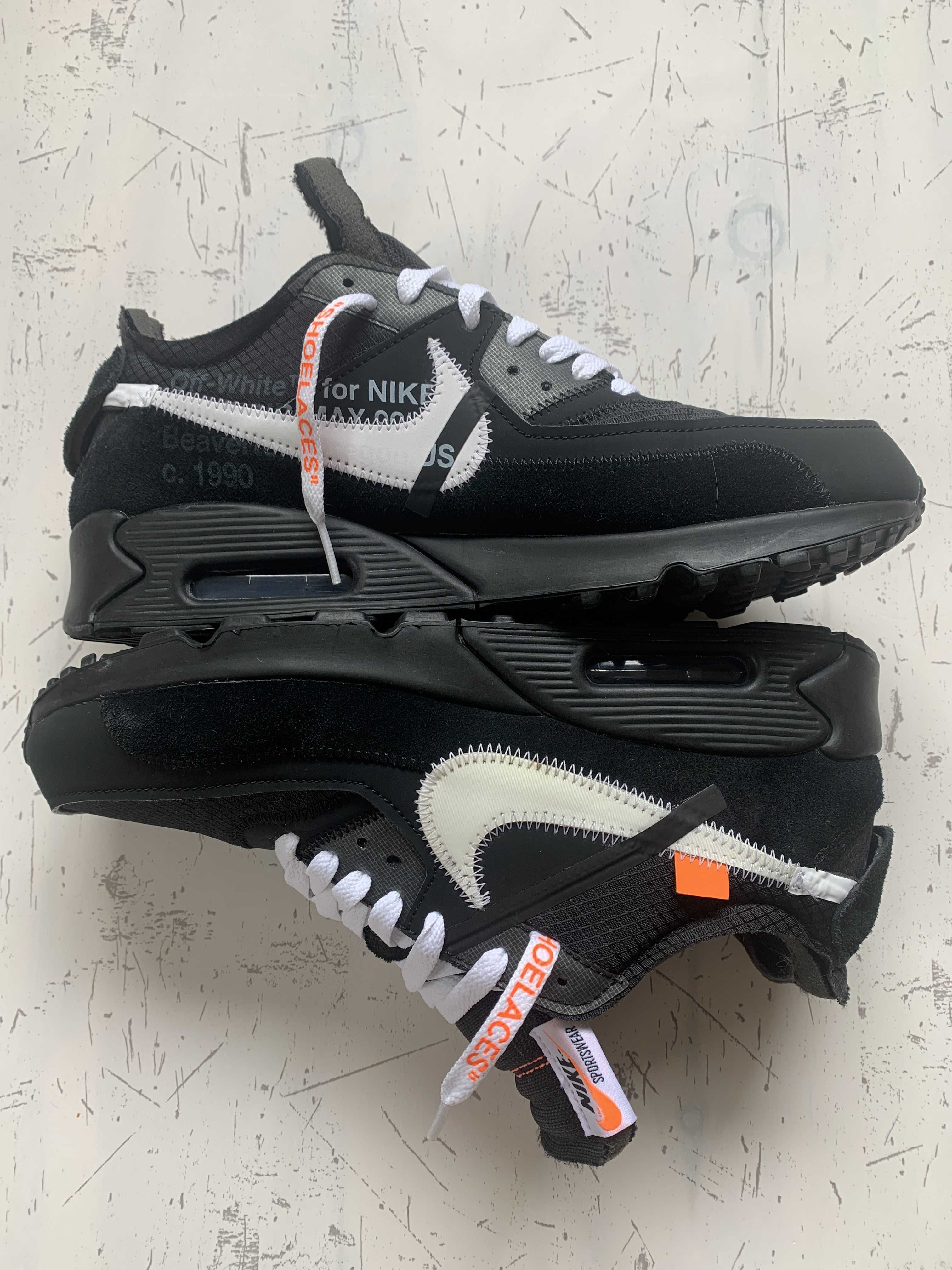 Off-White × Nike Air Max 90 "Black/Black-Cone-White"