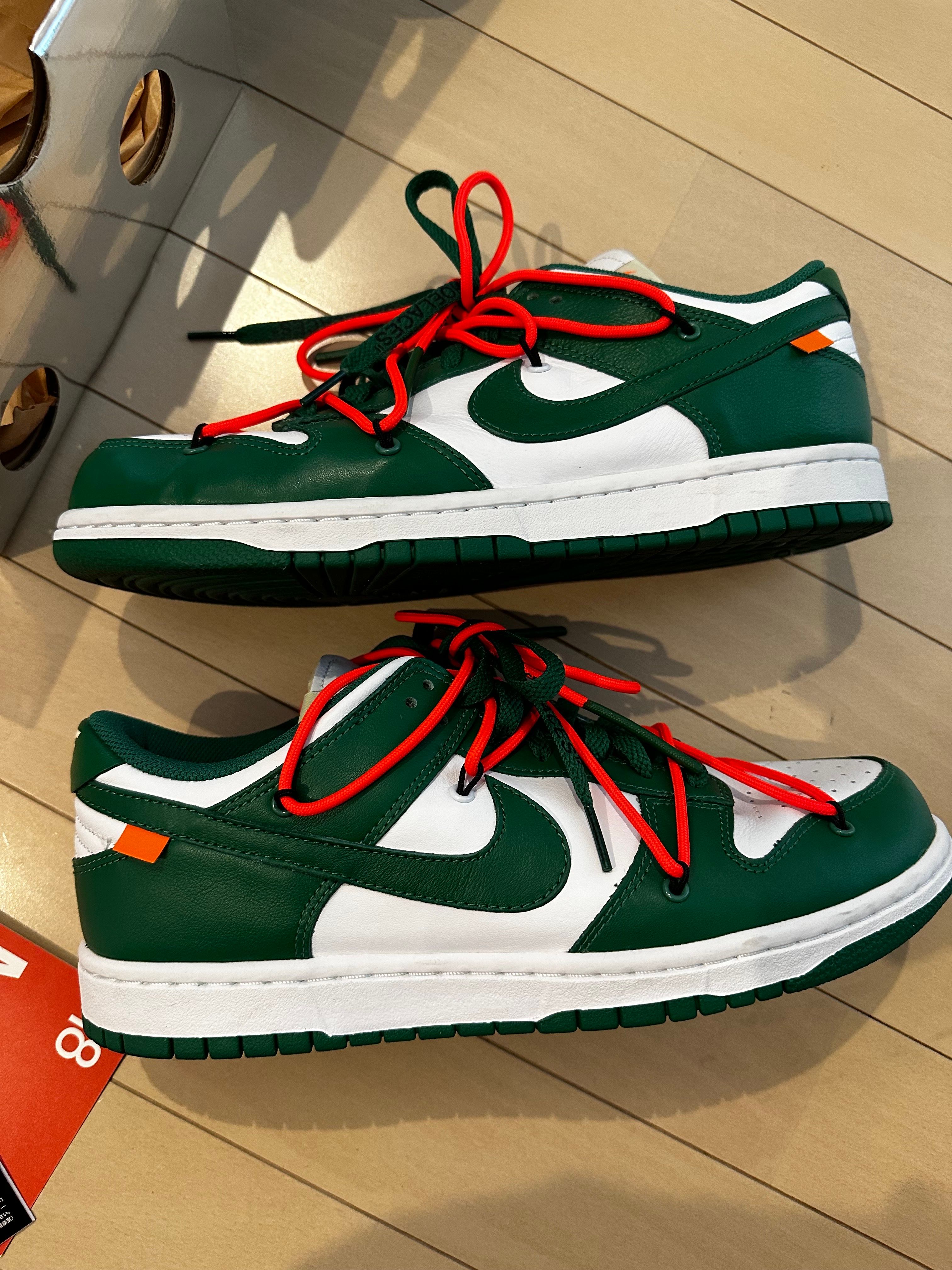 Off-White × Nike Dunk Low "White/Pine Green"