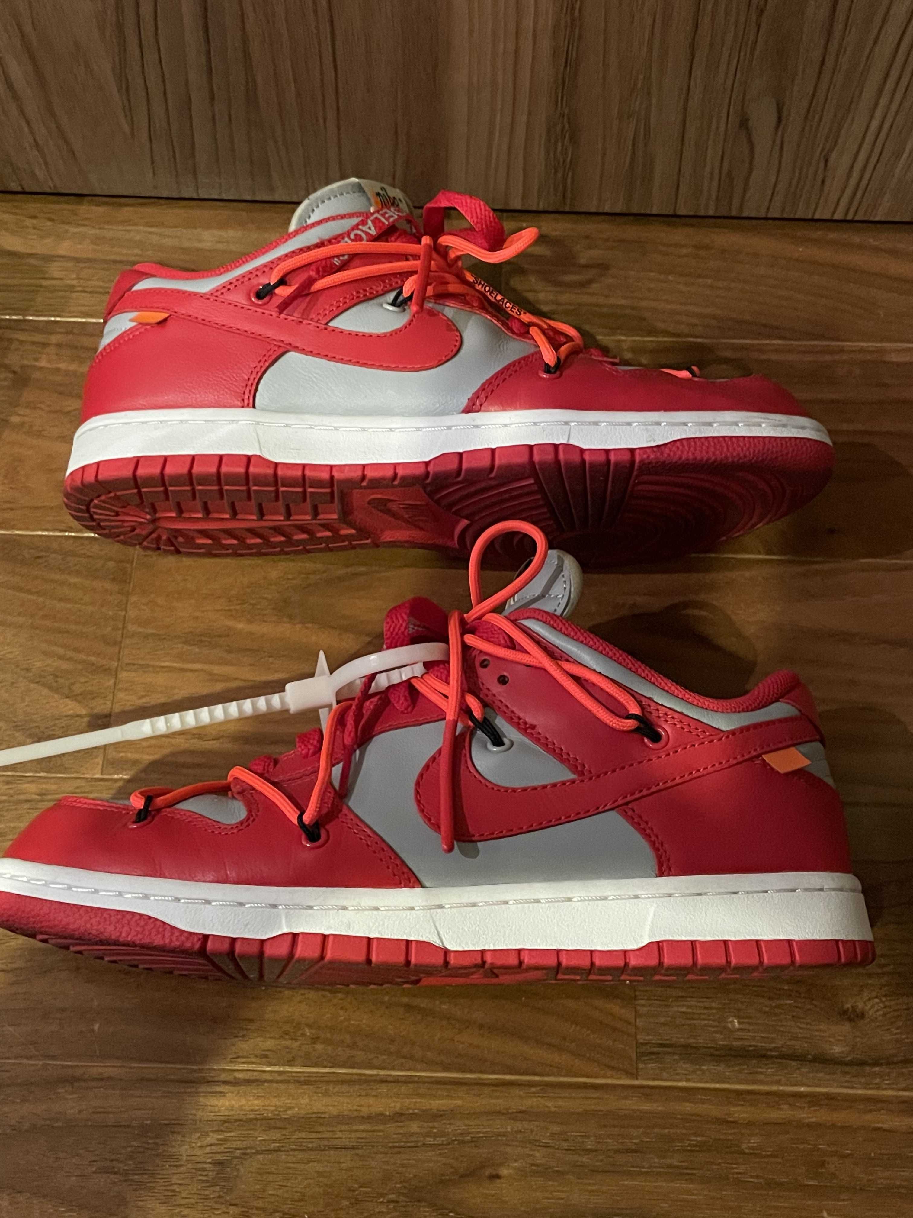 Off-White × Nike Dunk Low "University Red/Wolf Grey"