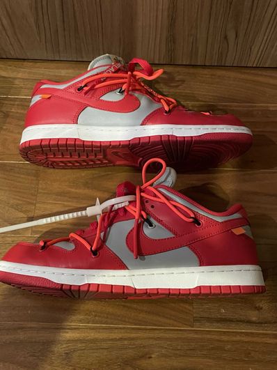 Off-White × Nike Dunk Low "University Red/Wolf Grey"