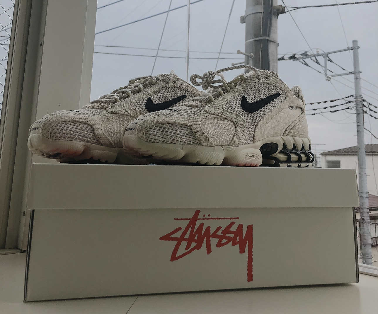 Stussy × Nike Air Zoom Spiridon CG 2 "Fossil/Black"