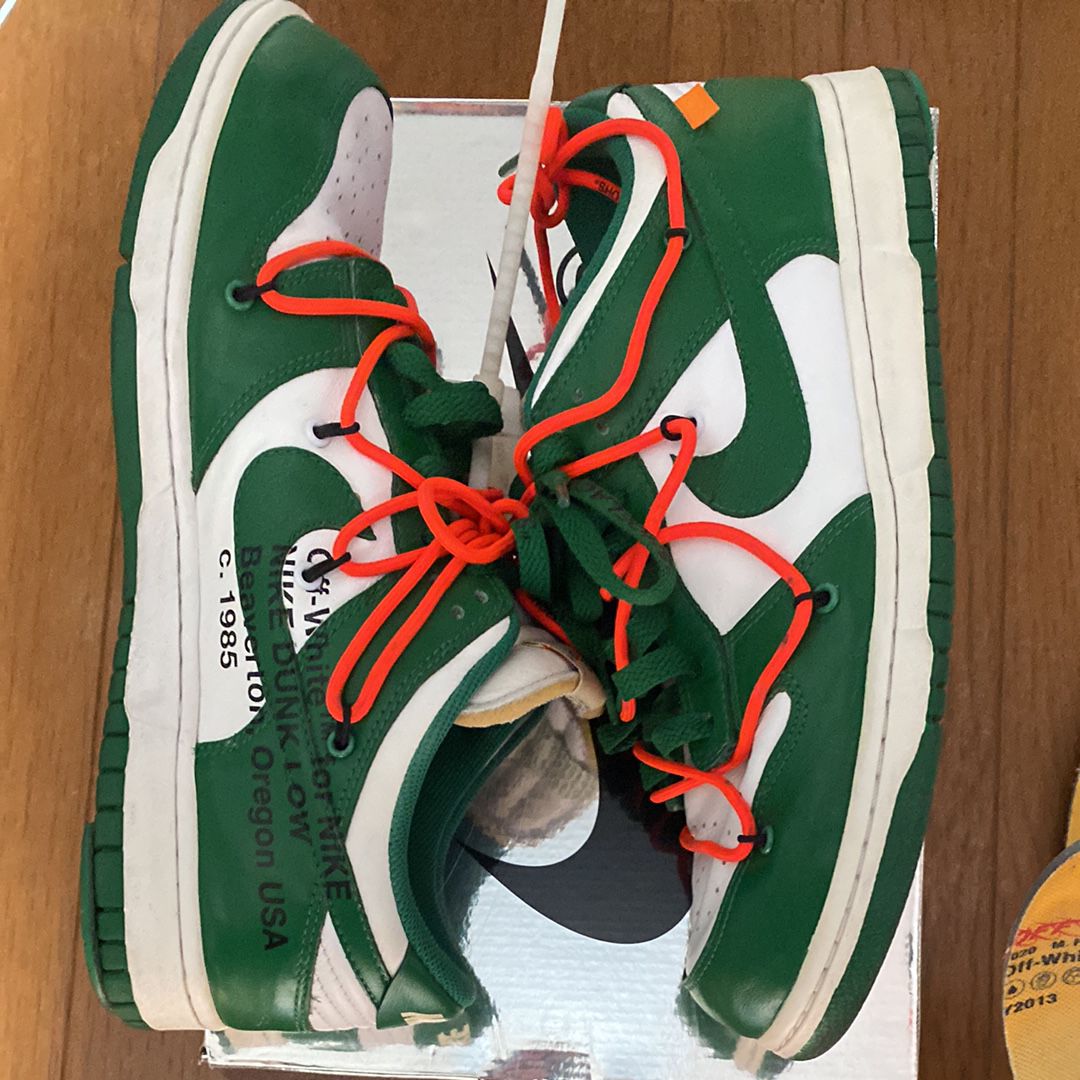 Off-White × Nike Dunk Low "White/Pine Green"