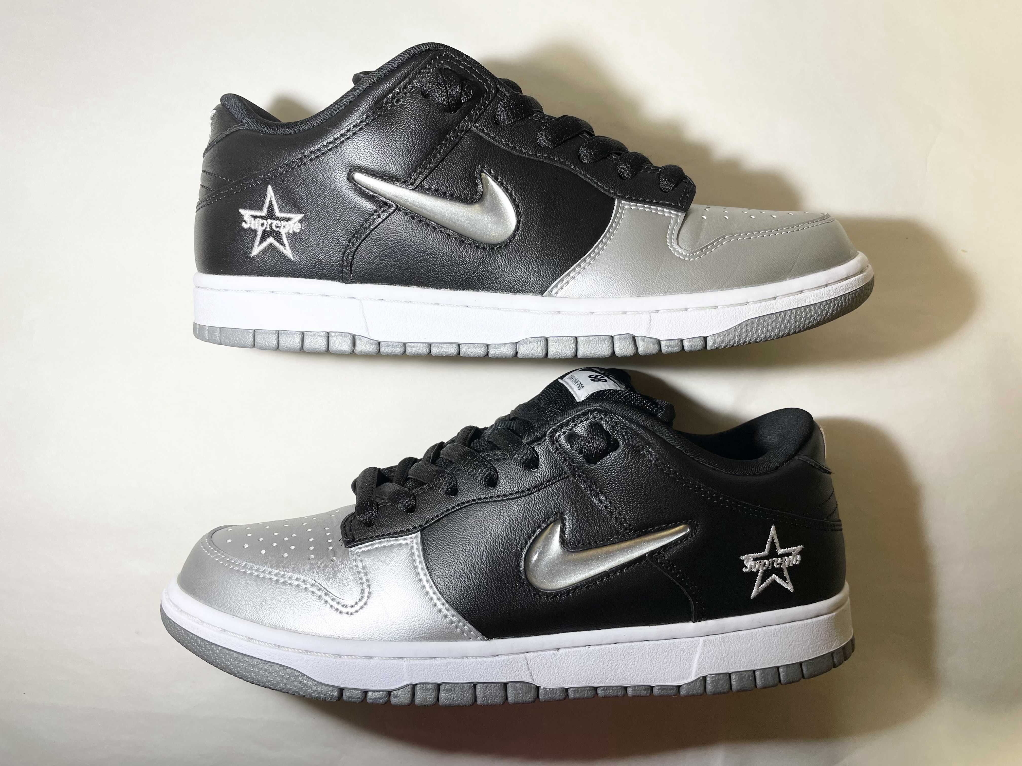 Supreme × Nike Dunk Low "Metallic Silver/Black"