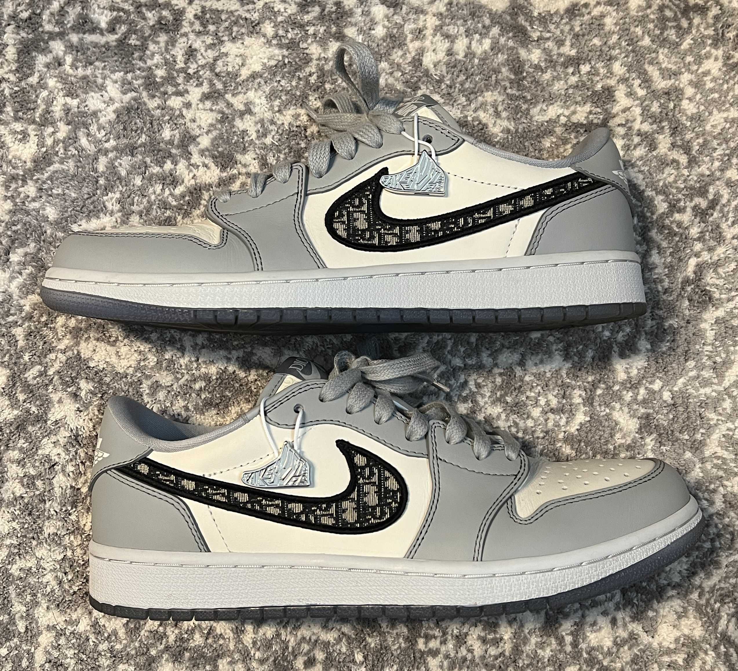 Dior × Nike Air Jordan 1 Low OG "Wolf Grey/Black-Sail-White"