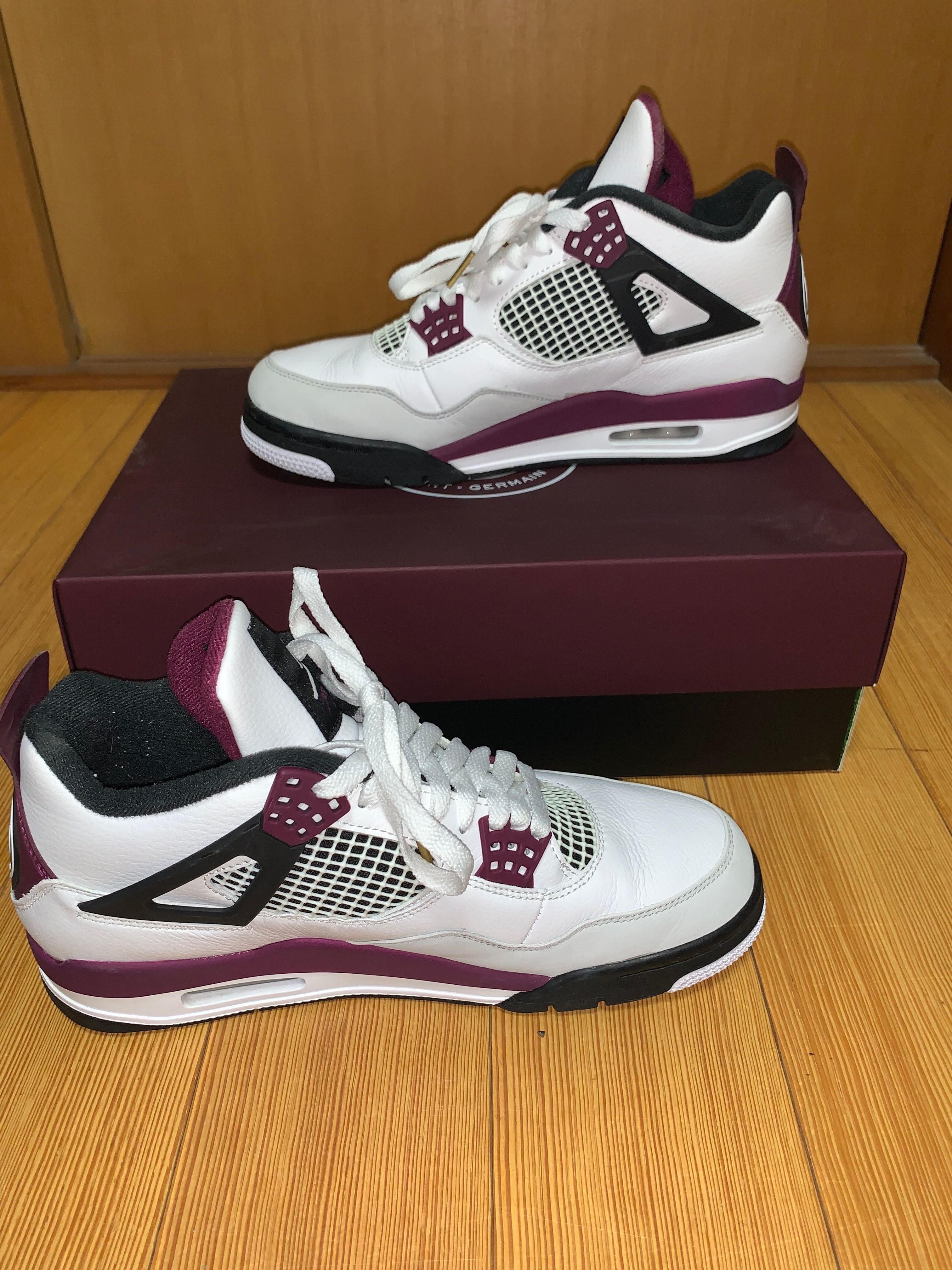 Paris Saint Germain ×Nike Air Jordan 4 Retro "White/Bordeaux/Neutral Gray"