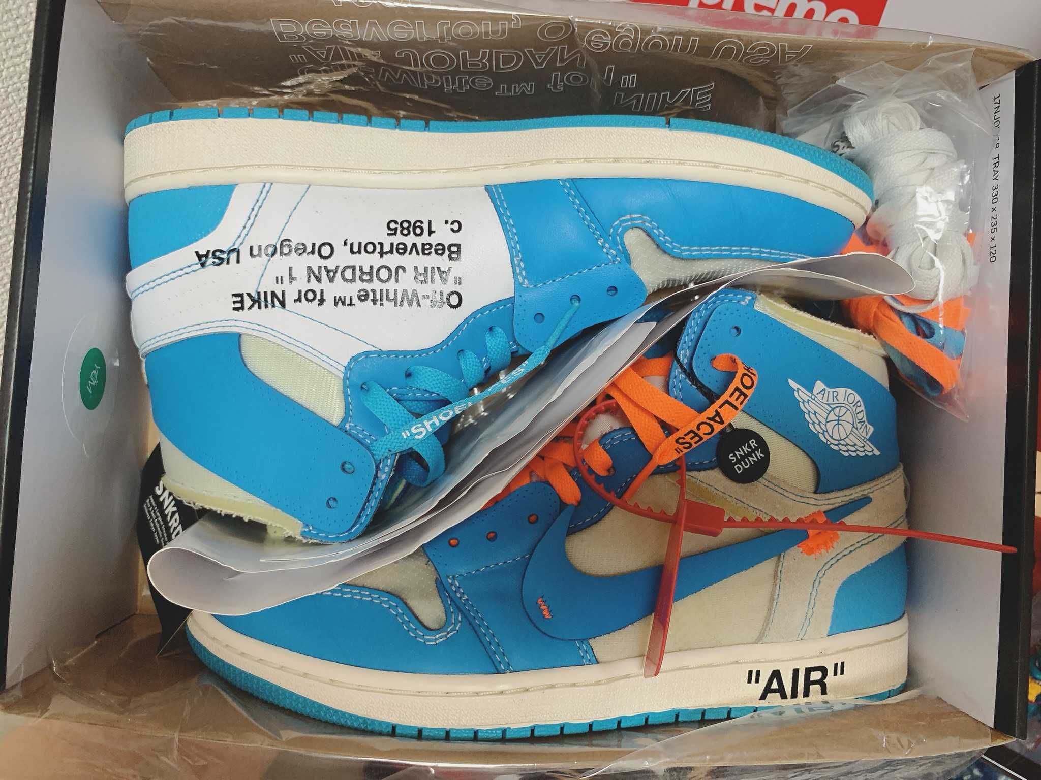 Off-White × Nike Air Jordan 1 High UNC "White/Dark Powder Blue"