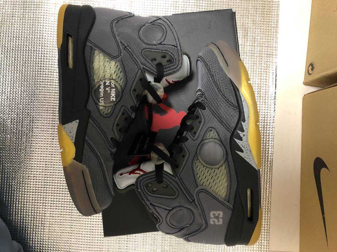 Off-White × Nike Air Jordan 5 "Black/Muslin/Fire Red"