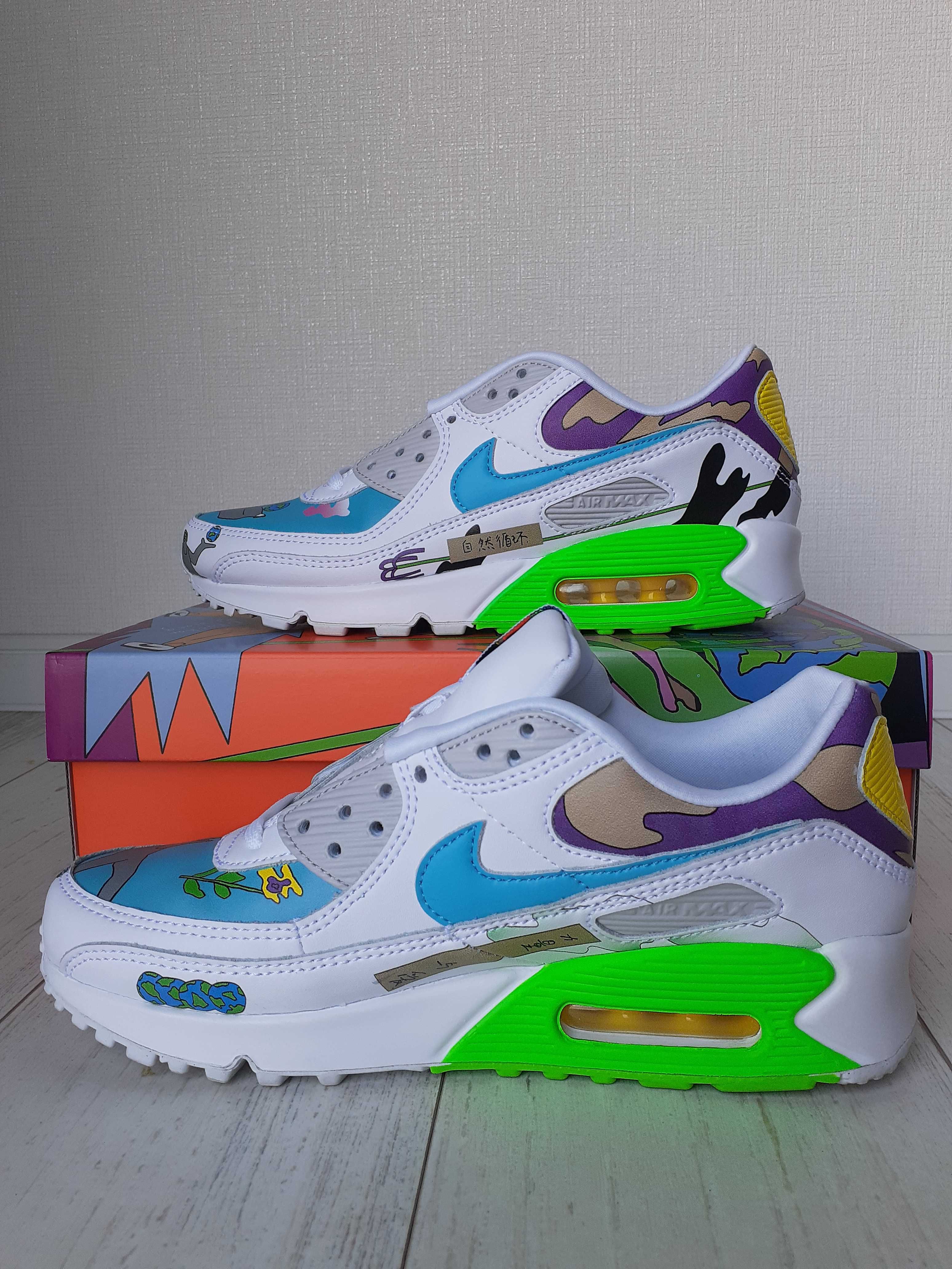 RUOHAN WANG × NIKE AIR MAX 90 FLYLEATHER "WHITE/MULTI COLOR"