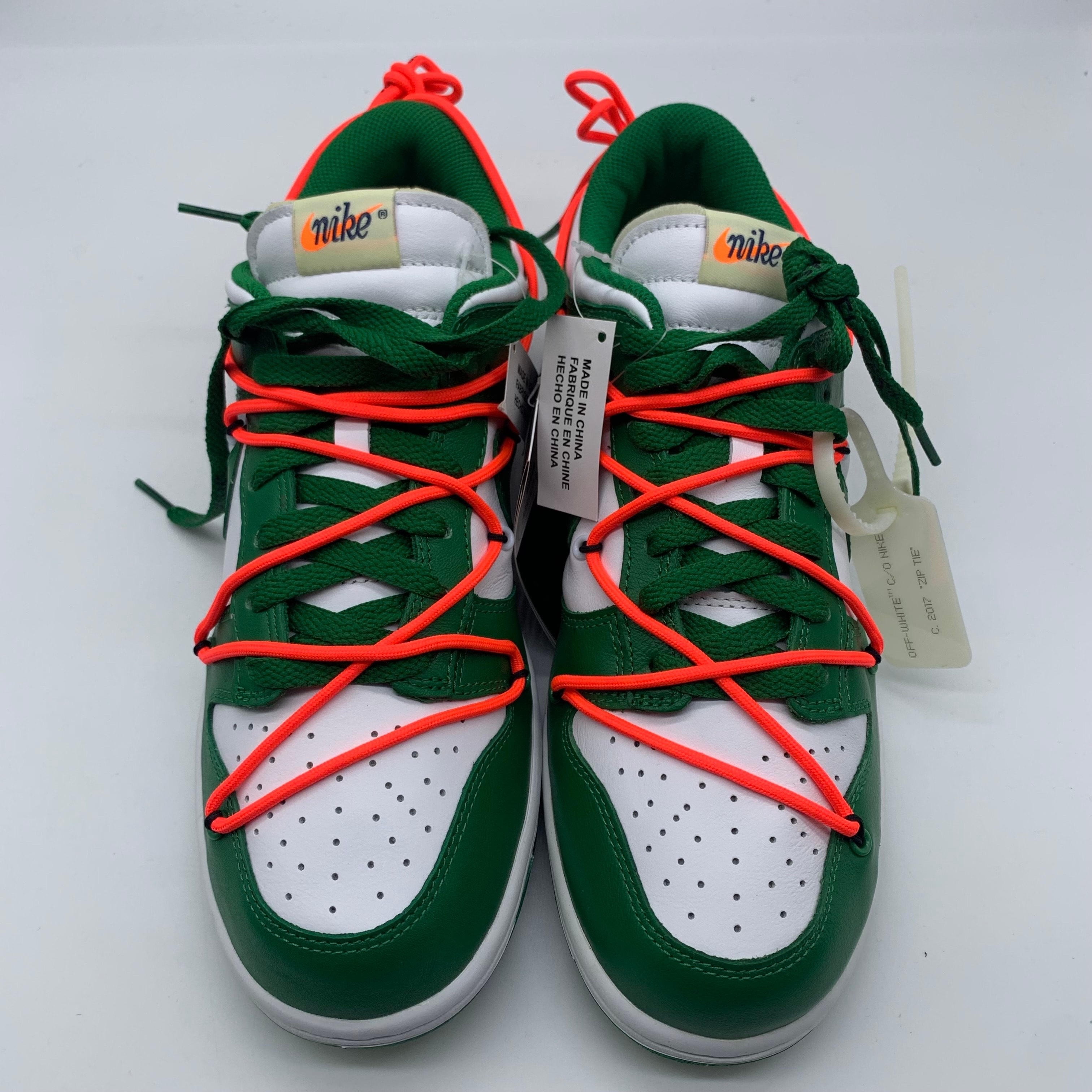 Off-White × Nike Dunk Low "White/Pine Green"