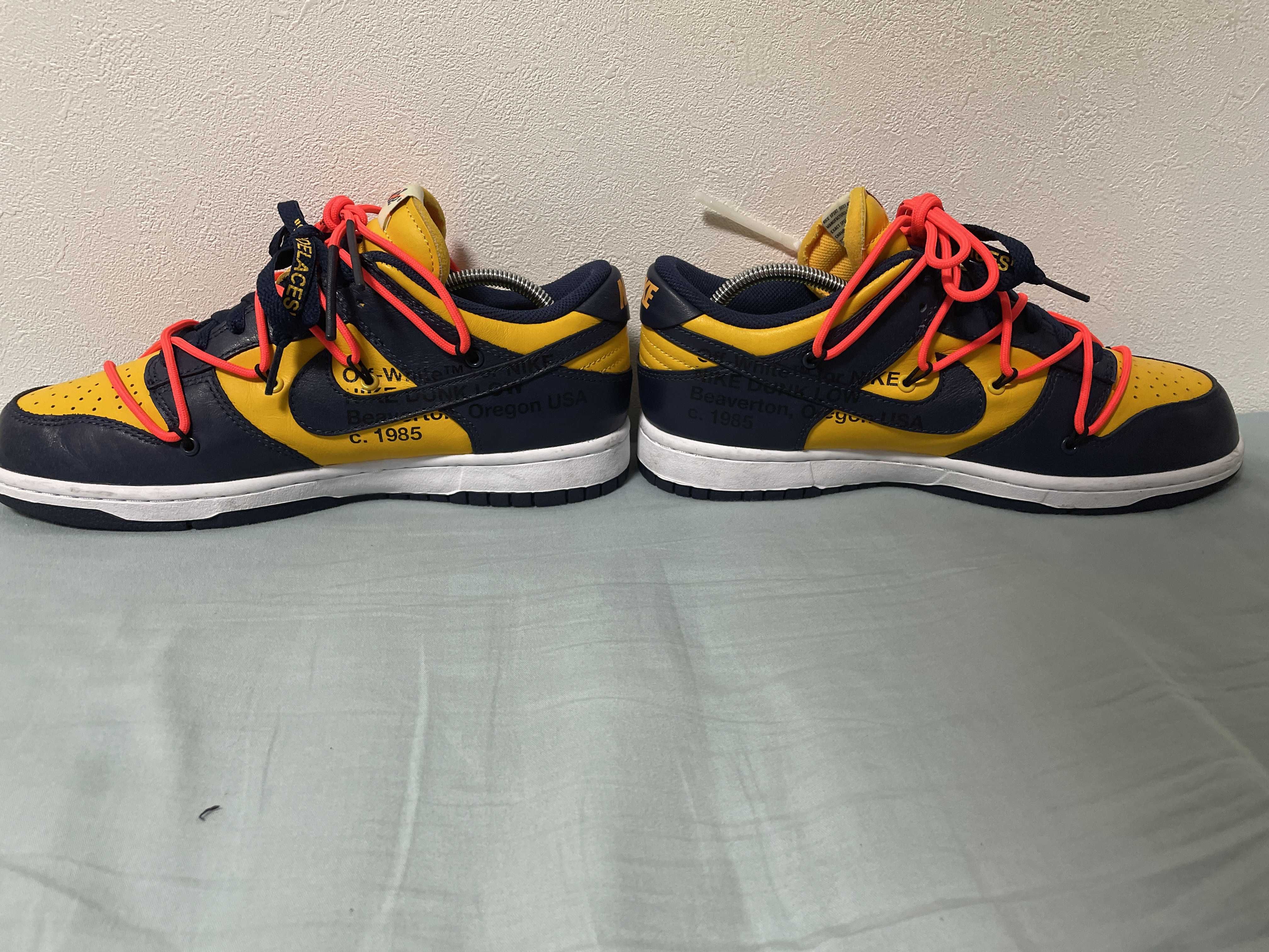 Off-White × Nike Dunk Low LTHR "University Gold/Midnight Navy/White"