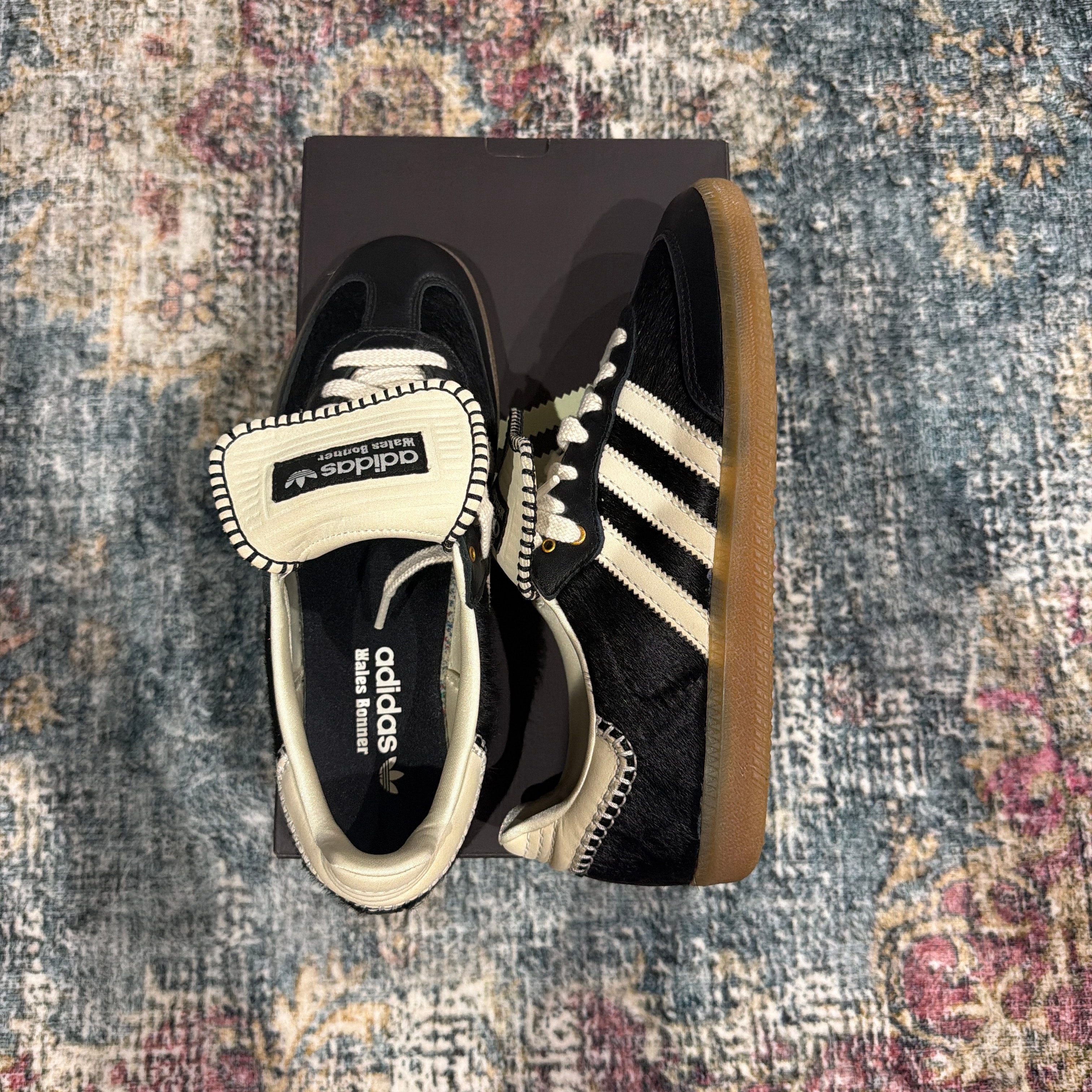 Wales Bonner × adidas Samba Pony Tonal Low "Core Black/Cream White"