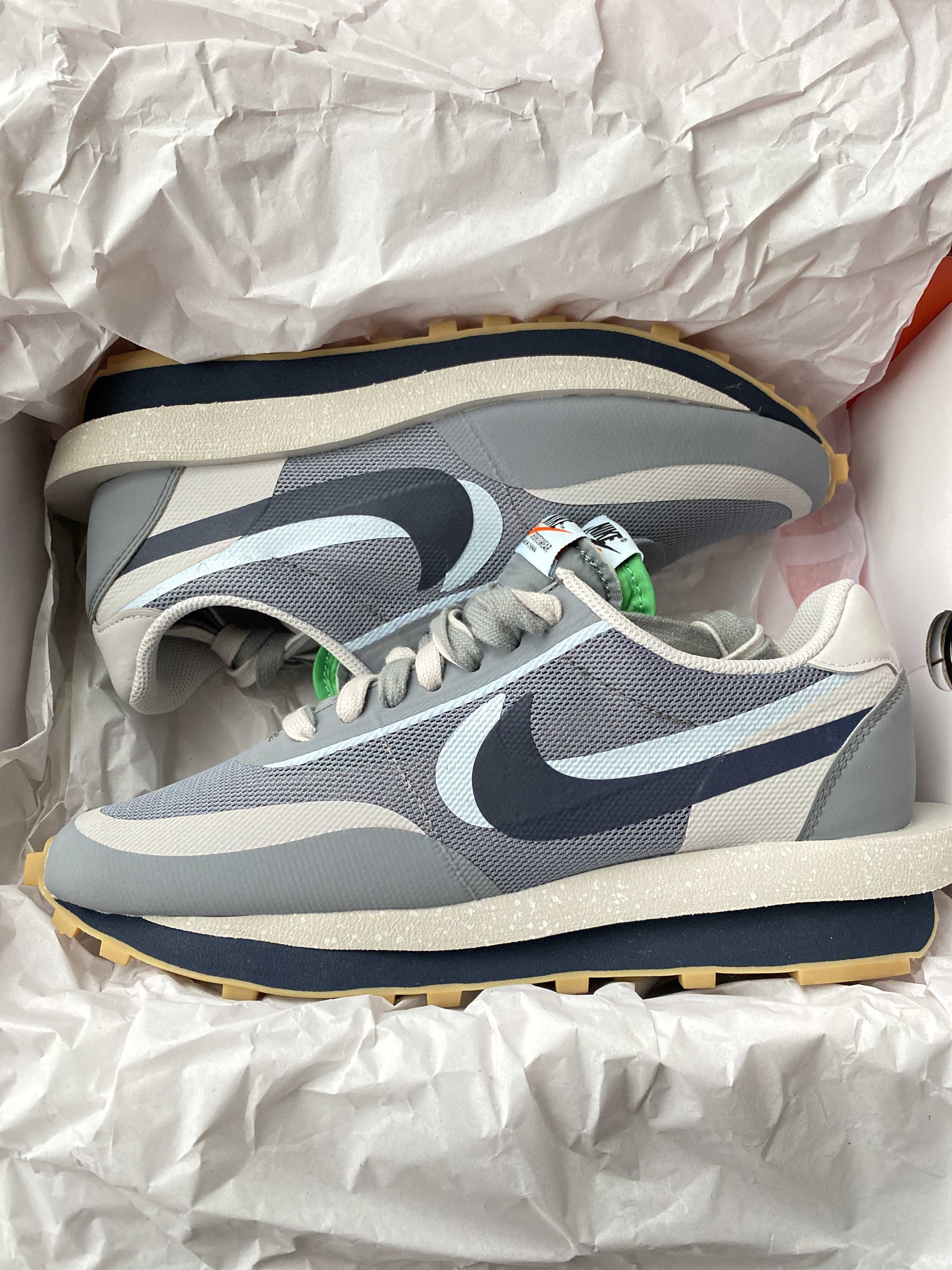 CLOT × Sacai × Nike LD Waffle "Grey Obsidian/Cool Grey"