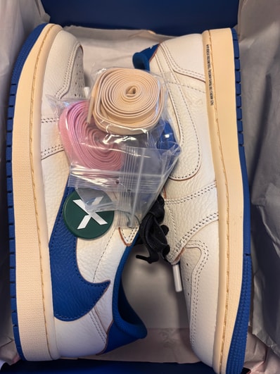 Travis Scott × fragment design × Nike Air Jordan 1 Low OG "Sail/Military Blue"