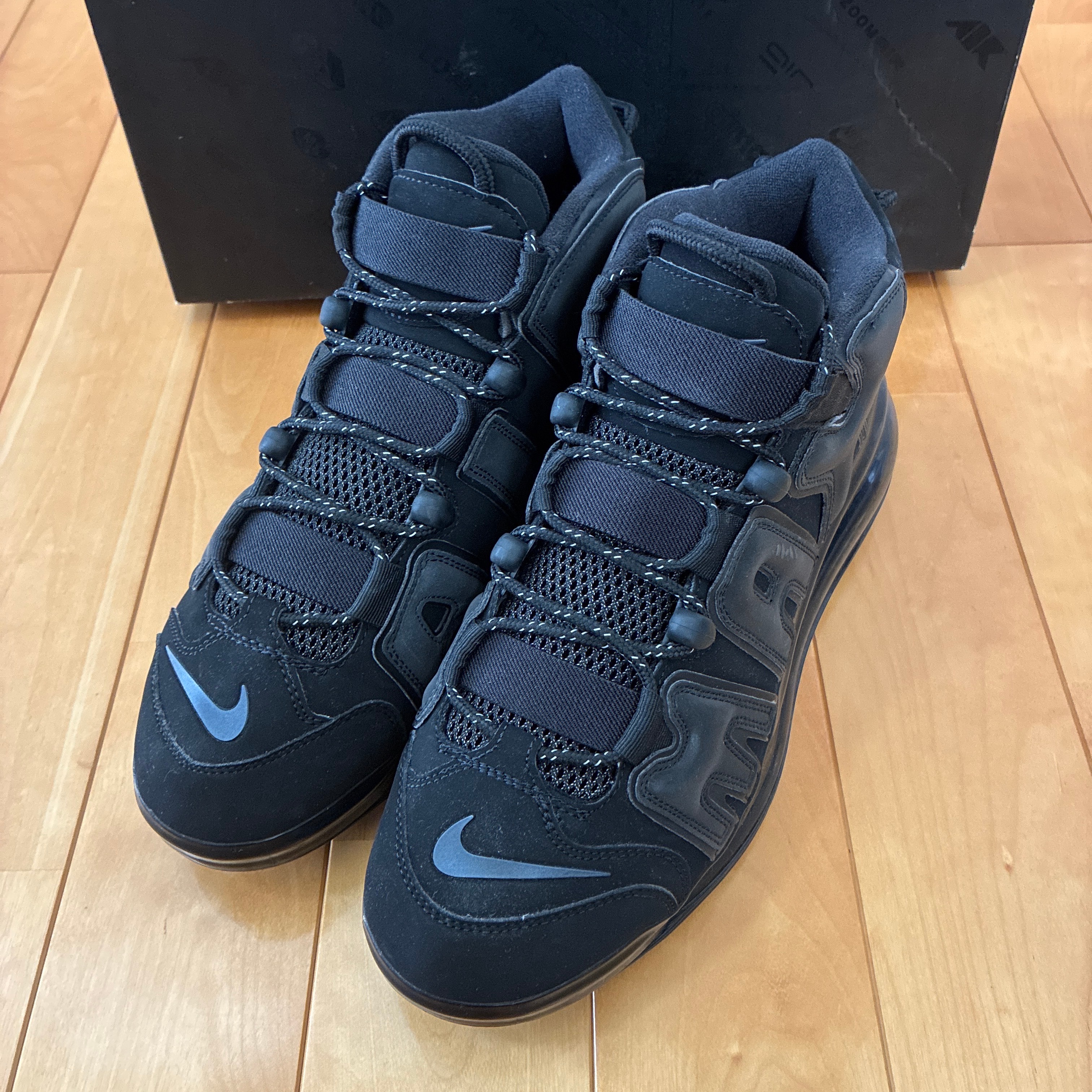 NIKE AIR MORE UPTEMPO 720 BLACK / METALLIC BLACK