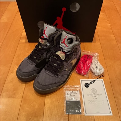 Off-White × Nike Air Jordan 5 "Black/Muslin/Fire Red"