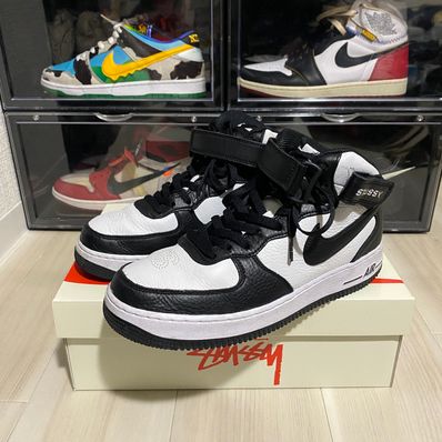 Stussy × Nike Air Force 1 Mid "Black and Light Bone"