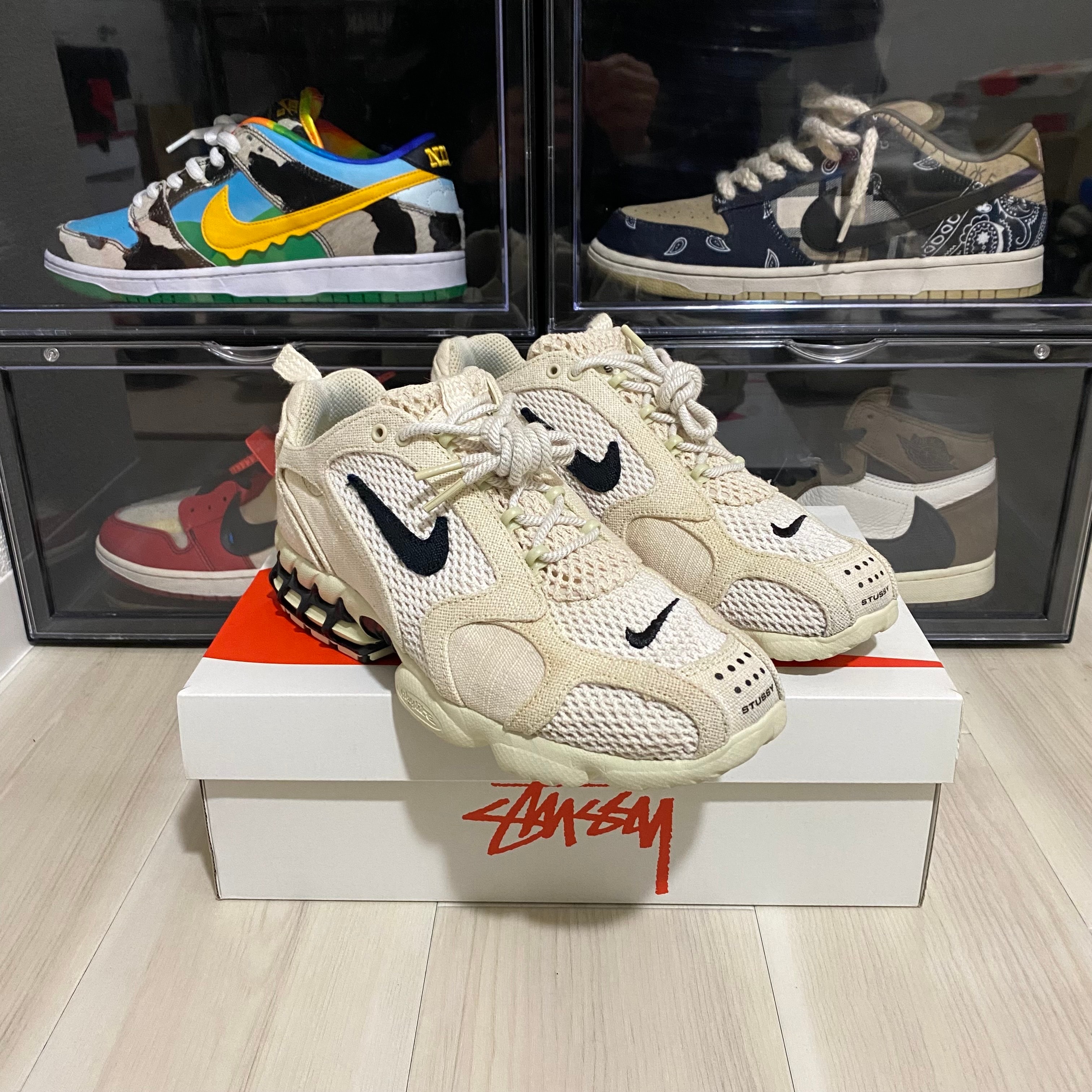 Stussy × Nike Air Zoom Spiridon CG 2 "Fossil/Black"