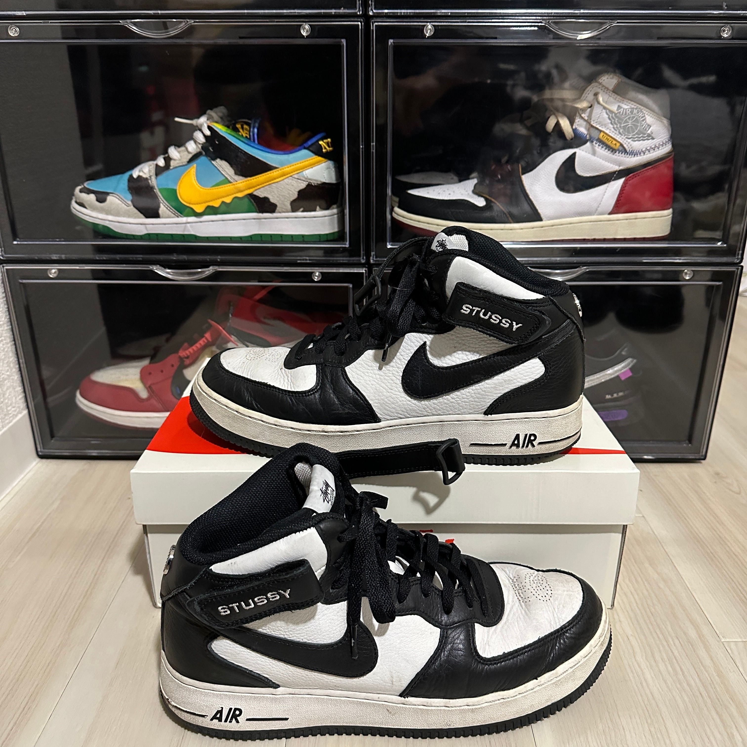 Stussy × Nike Air Force 1 Mid "Black and Light Bone"