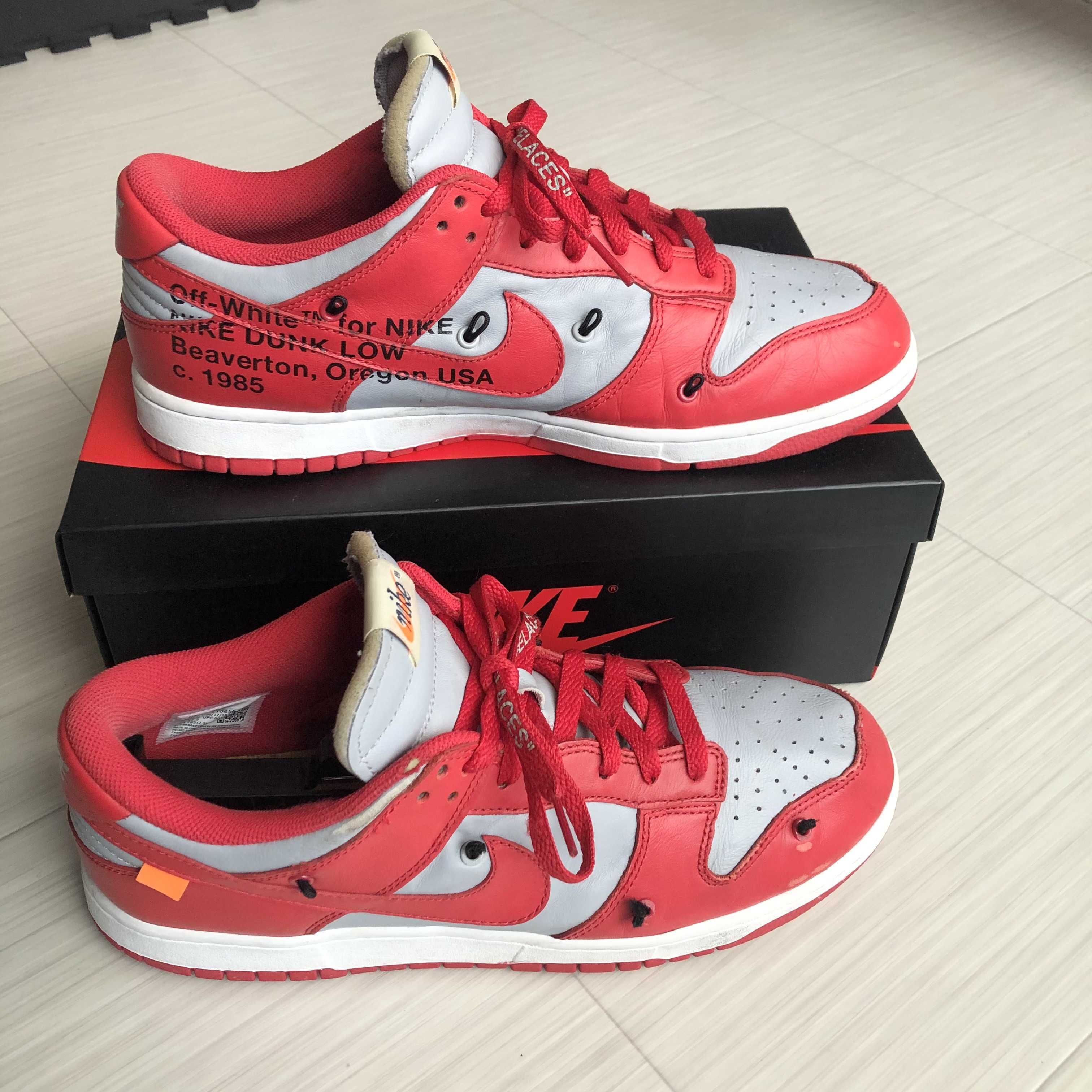 Off-White × Nike Dunk Low "University Red/Wolf Grey"