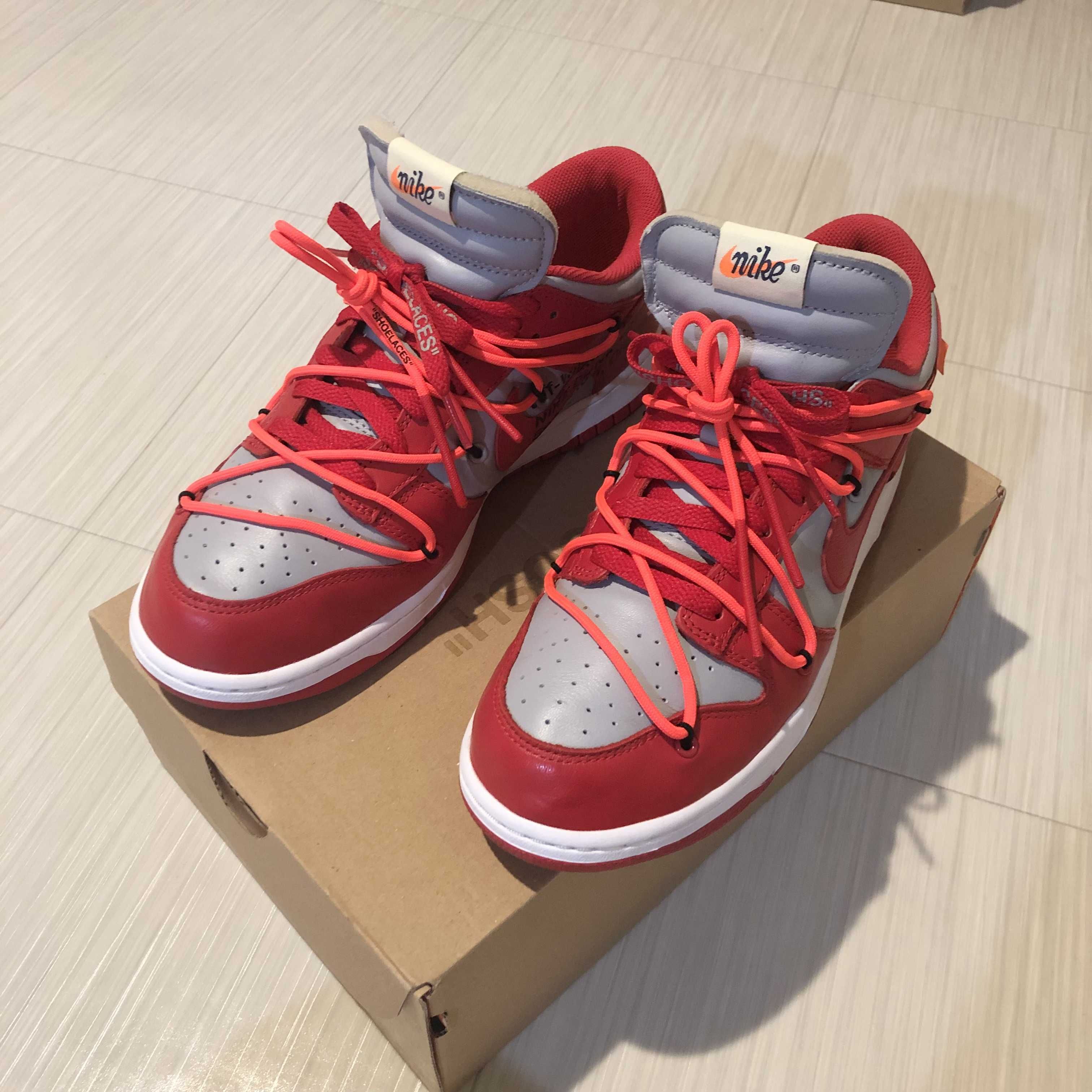 Off-White × Nike Dunk Low "University Red/Wolf Grey"