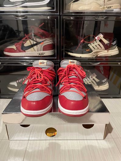 Off-White × Nike Dunk Low "University Red/Wolf Grey"