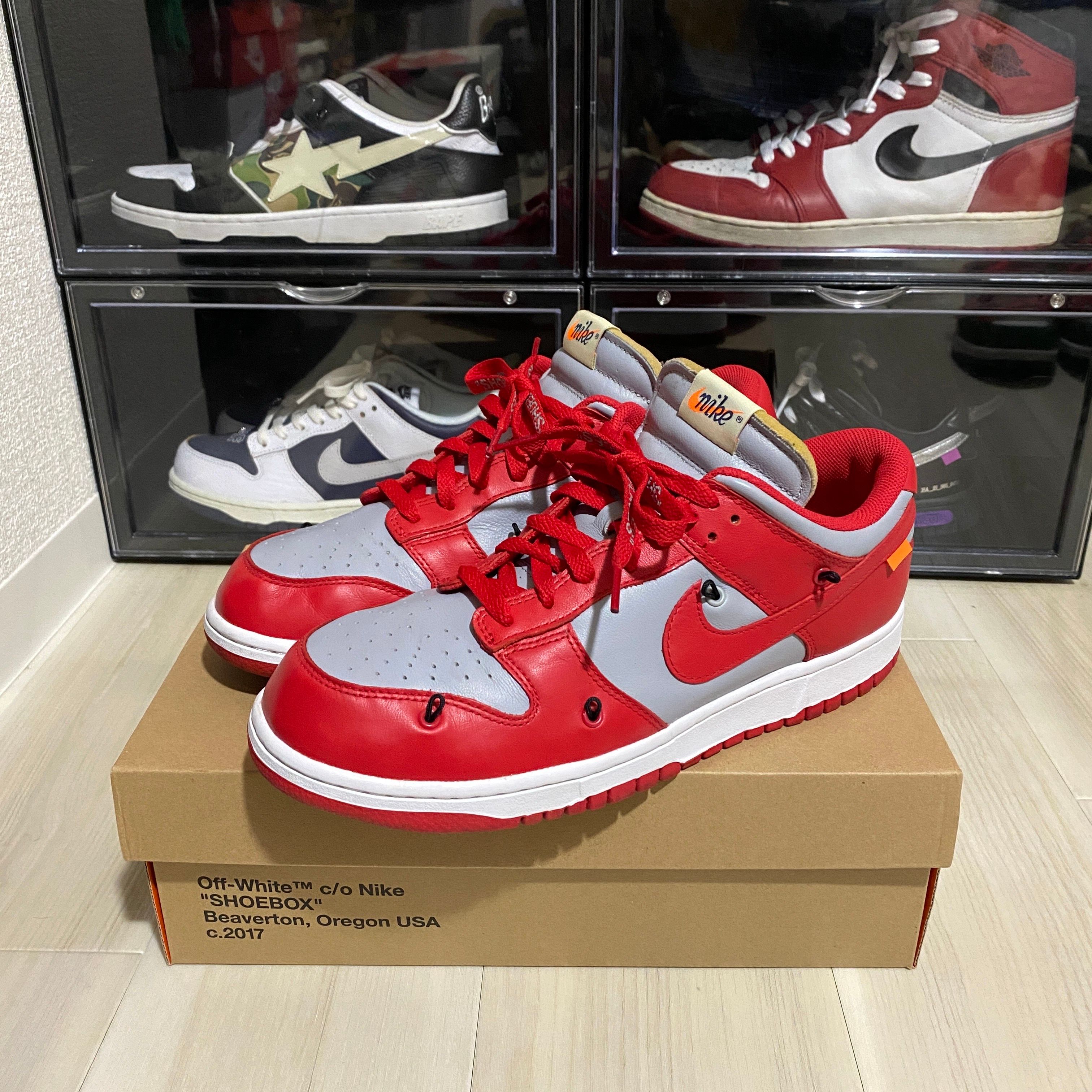 Off-White × Nike Dunk Low "University Red/Wolf Grey"