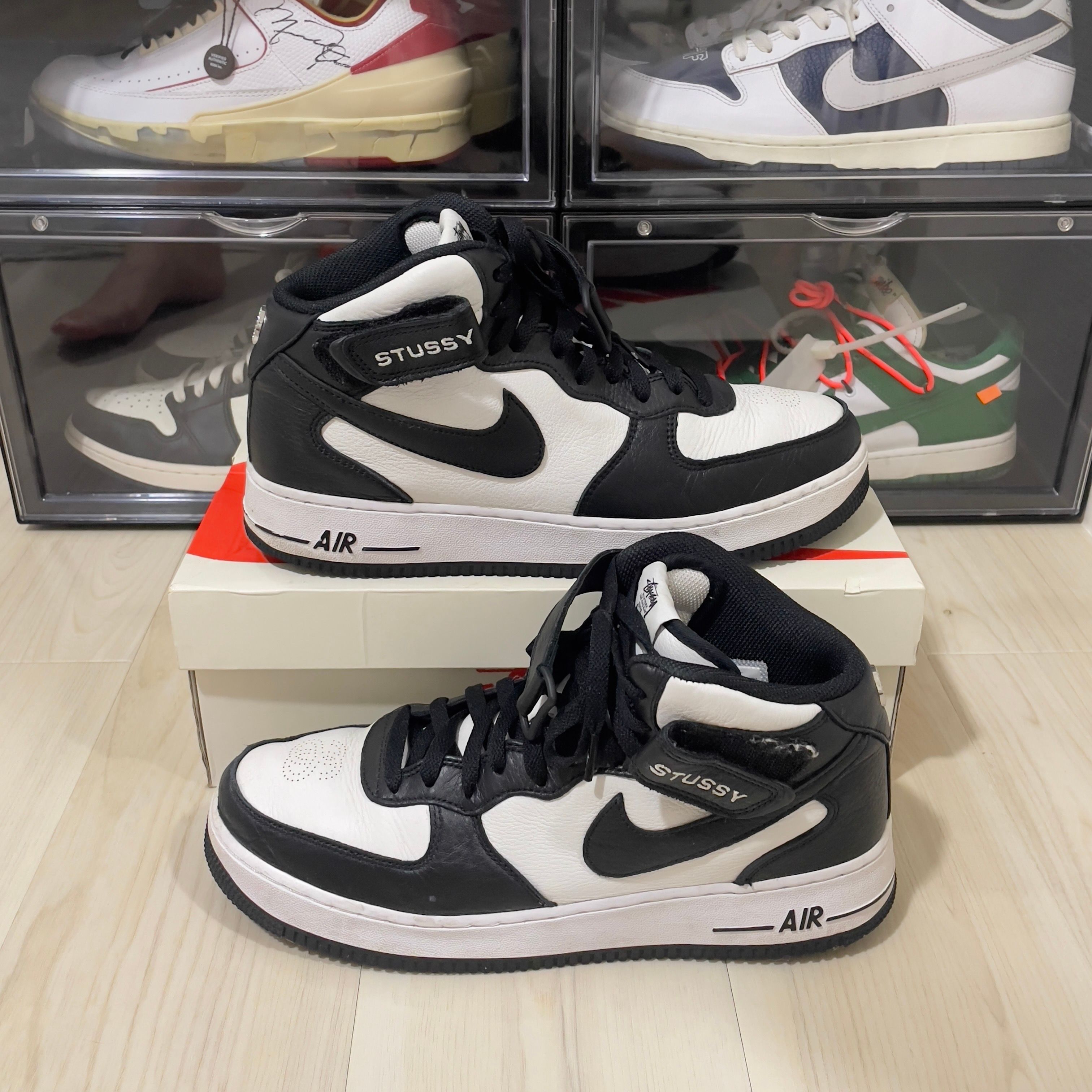 Stussy × Nike Air Force 1 Mid "Black and Light Bone"