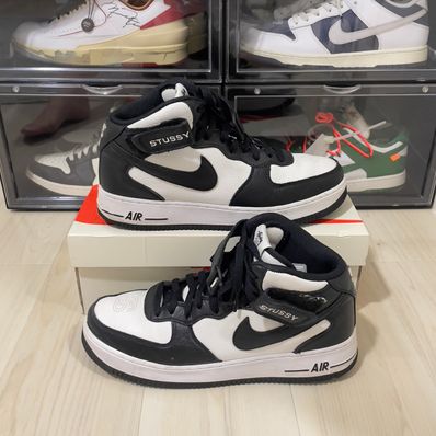 Stussy × Nike Air Force 1 Mid "Black and Light Bone"