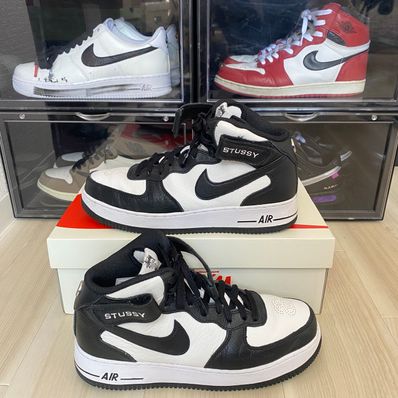 Stussy × Nike Air Force 1 Mid "Black and Light Bone"