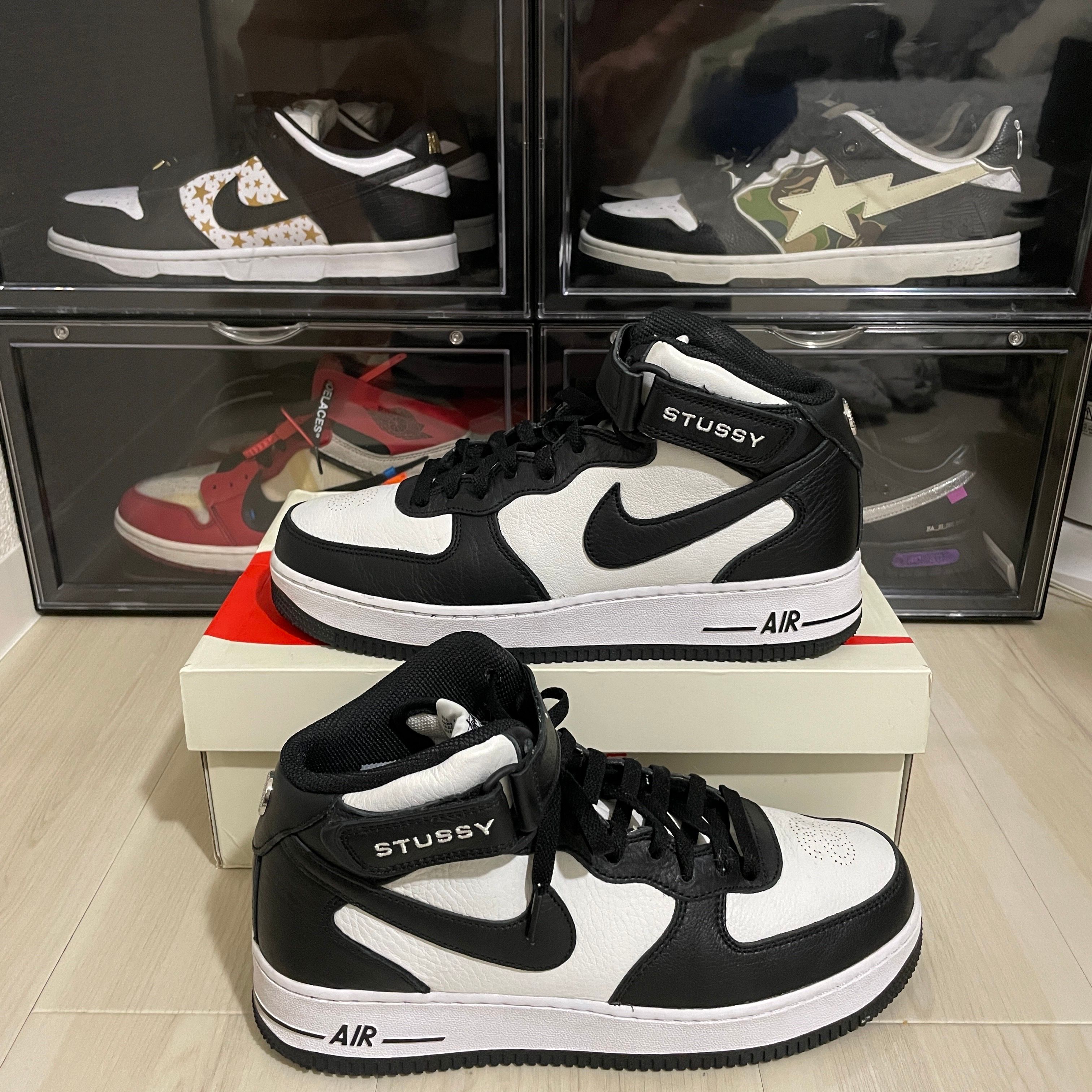 Stussy × Nike Air Force 1 Mid "Black and Light Bone"