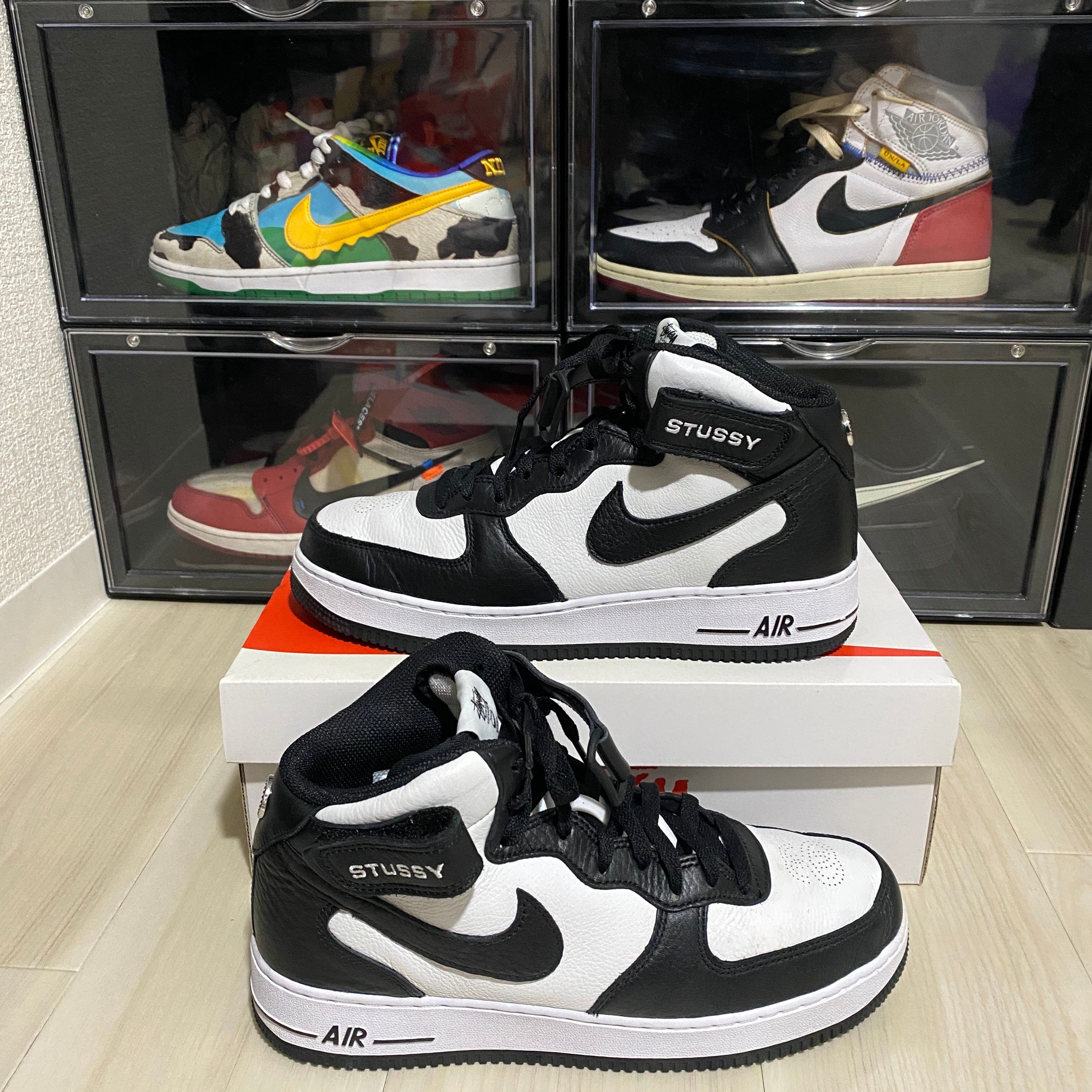 Stussy × Nike Air Force 1 Mid "Black and Light Bone"