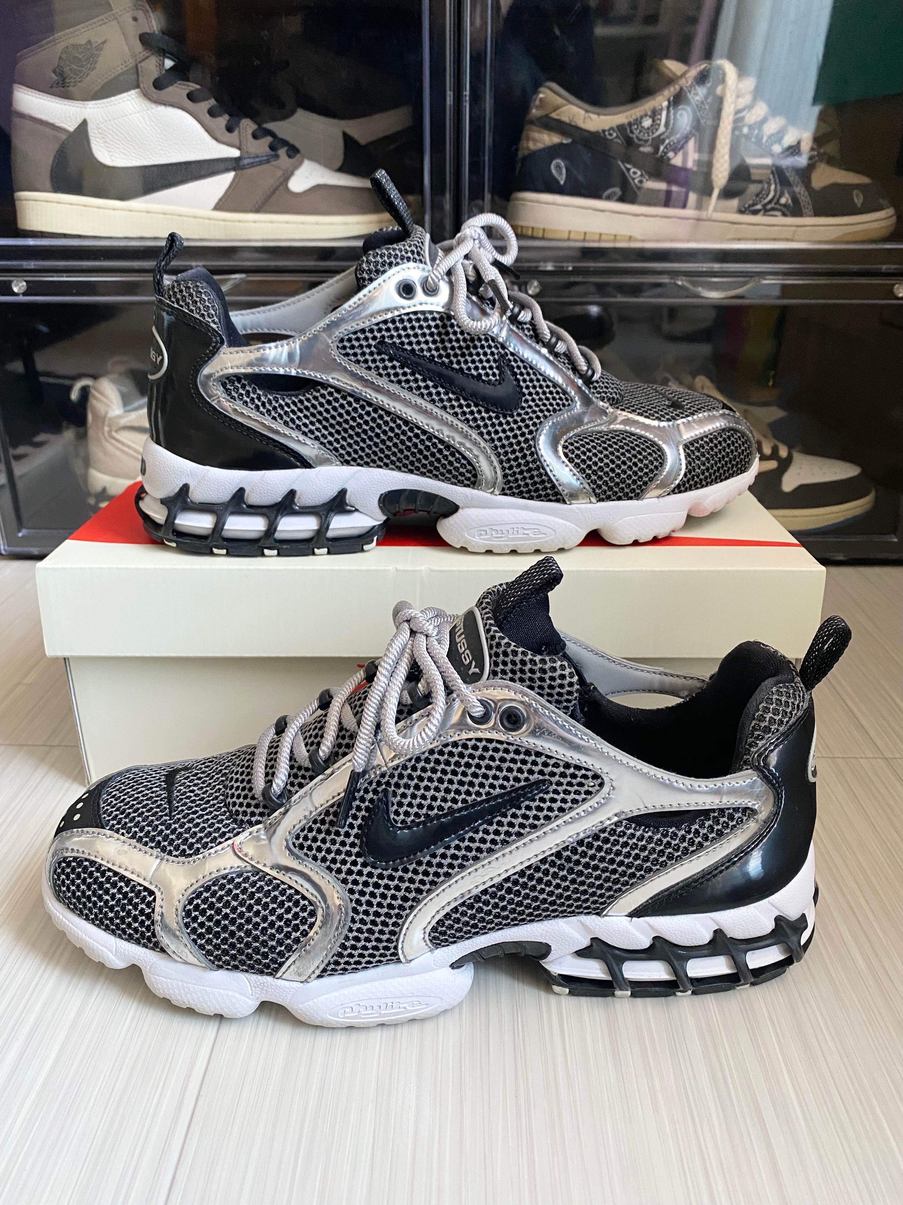 STUSSY × NIKE AIR ZOOM SPIRIDON CAGED "PURE PLATINUM/BLACK-WHITE"