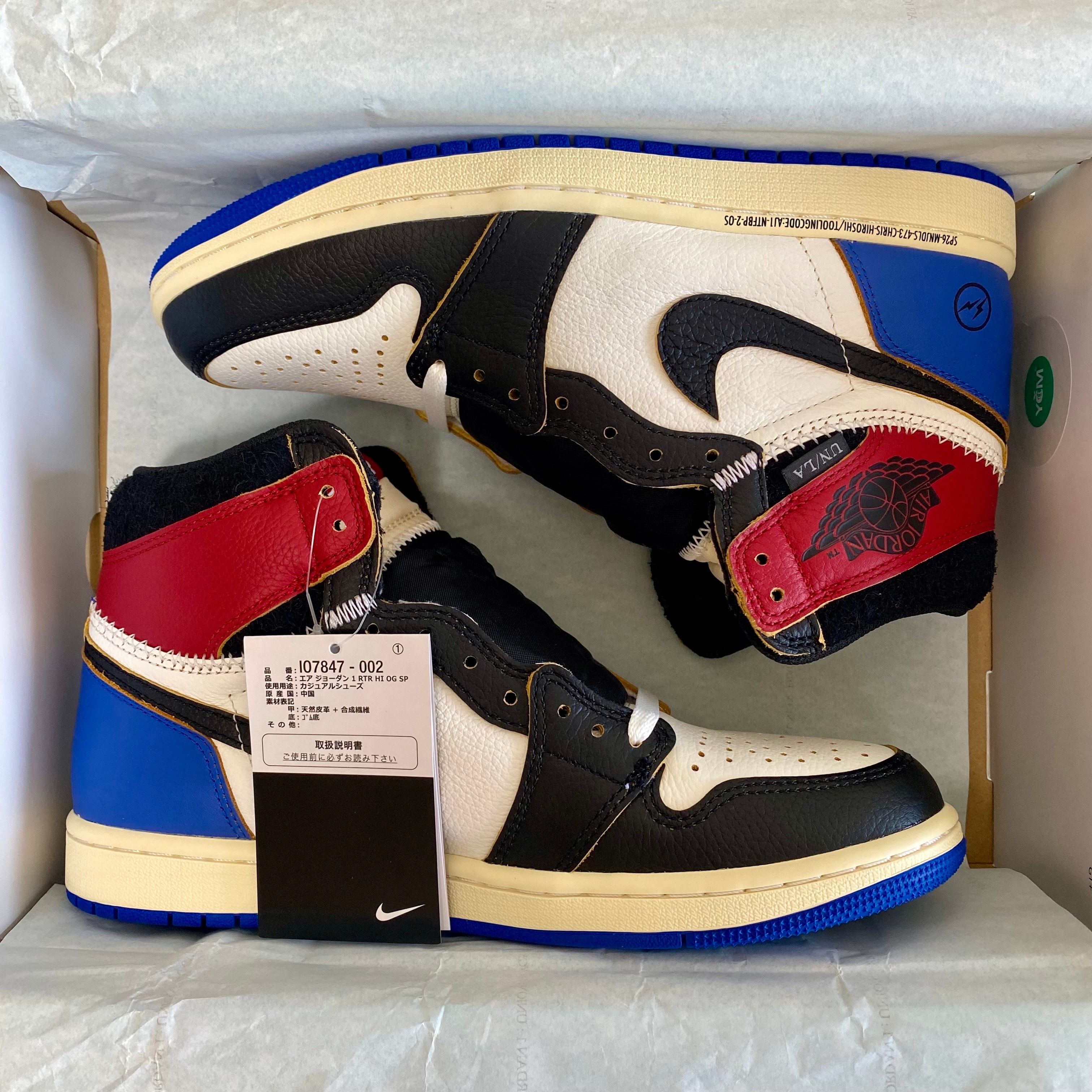 fragment design × UNION × Nike Air Jordan 1 High OG "Black/Varsity Red"