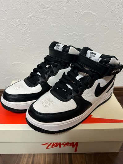Stussy × Nike Air Force 1 Mid "Black and Light Bone"