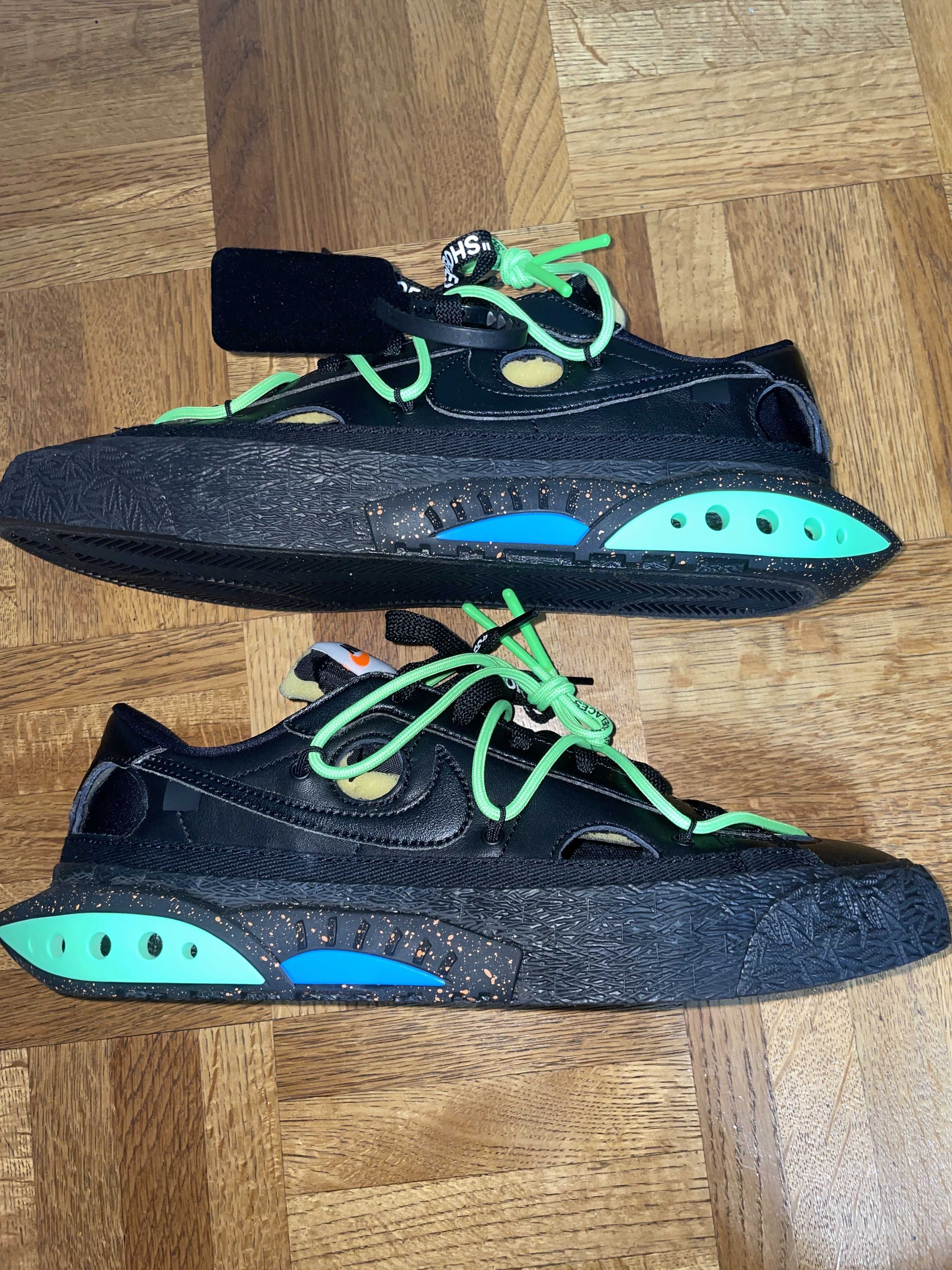 Off-White × Nike Blazer Low "Black and Electro Green"