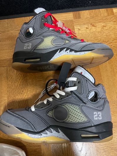 Off-White × Nike Air Jordan 5 "Black/Muslin/Fire Red"