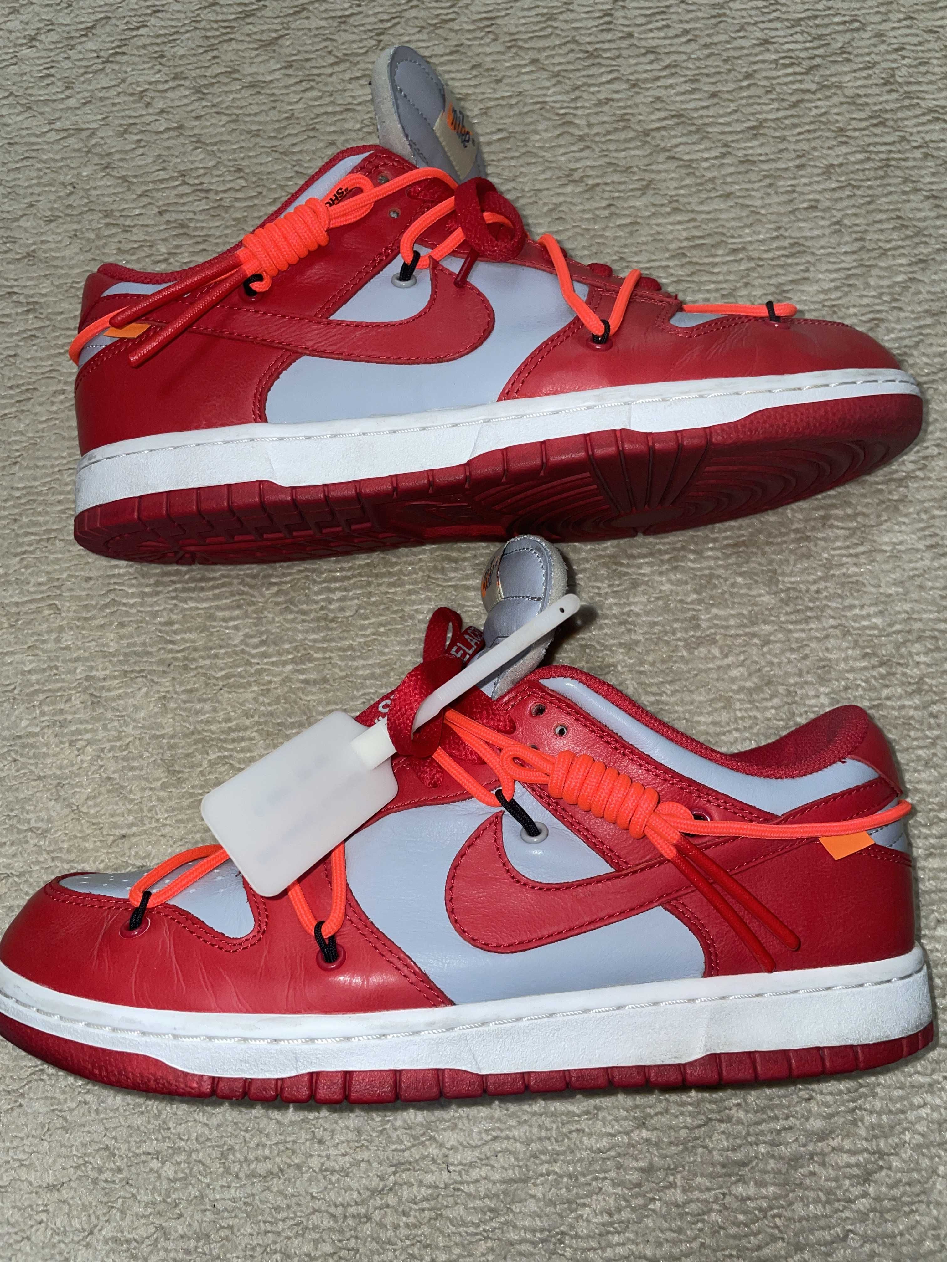 Off-White × Nike Dunk Low "University Red/Wolf Grey"