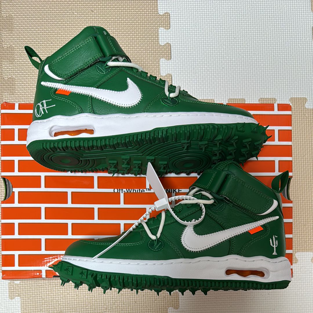 Off-White × Nike Air Force 1 Mid SP LTHR "Pine Green"