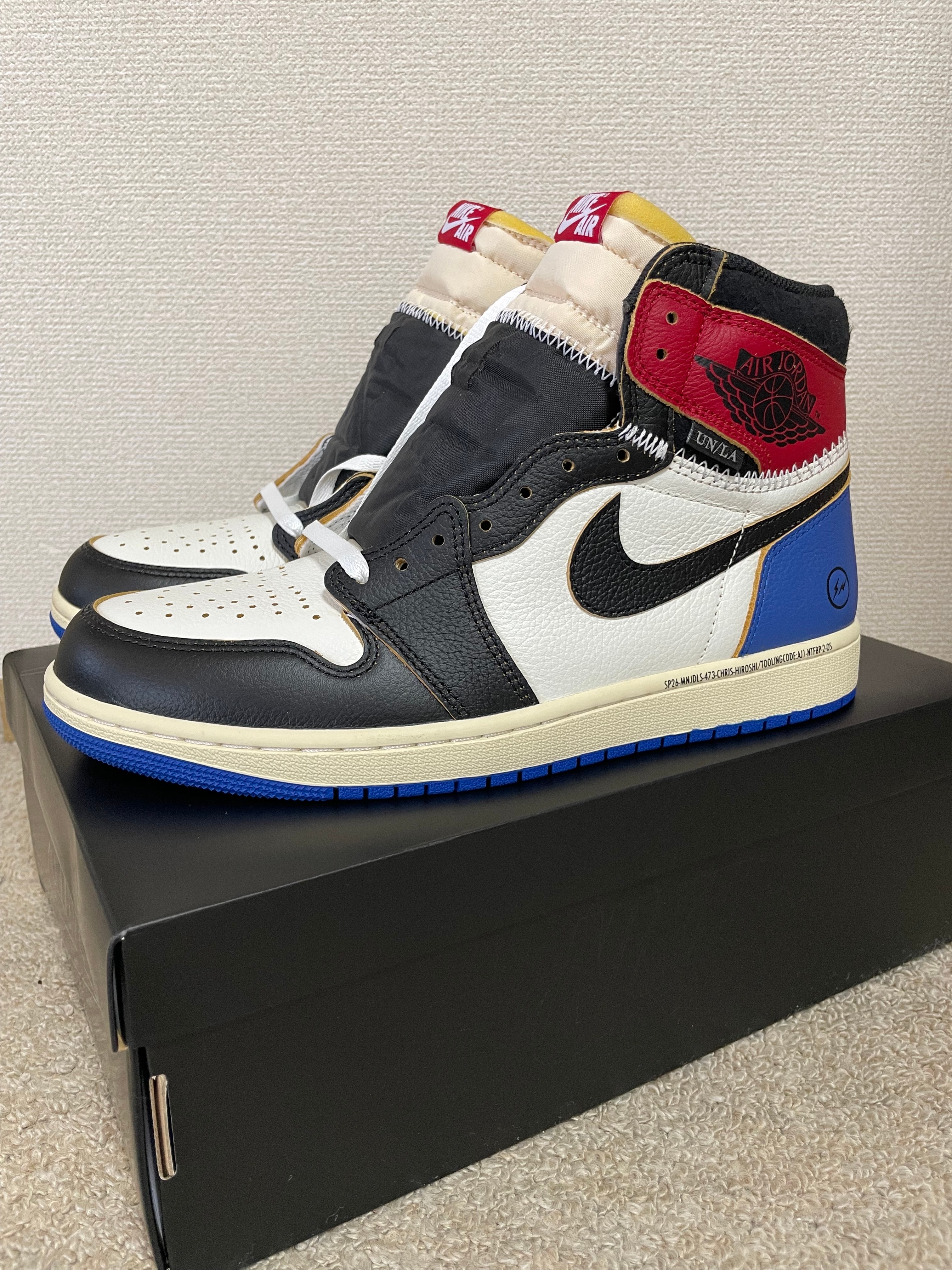 fragment design × UNION × Nike Air Jordan 1 High OG "Black/Varsity Red"