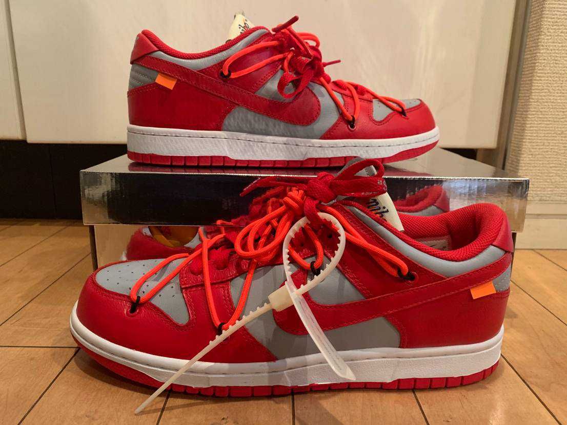 Off-White × Nike Dunk Low "University Red/Wolf Grey"