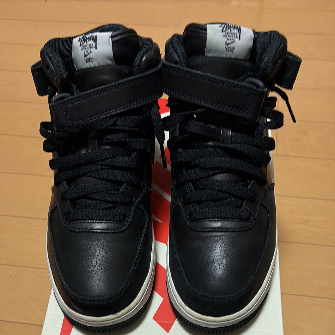 Stussy × Nike Air Force 1 Mid "Black/Black"